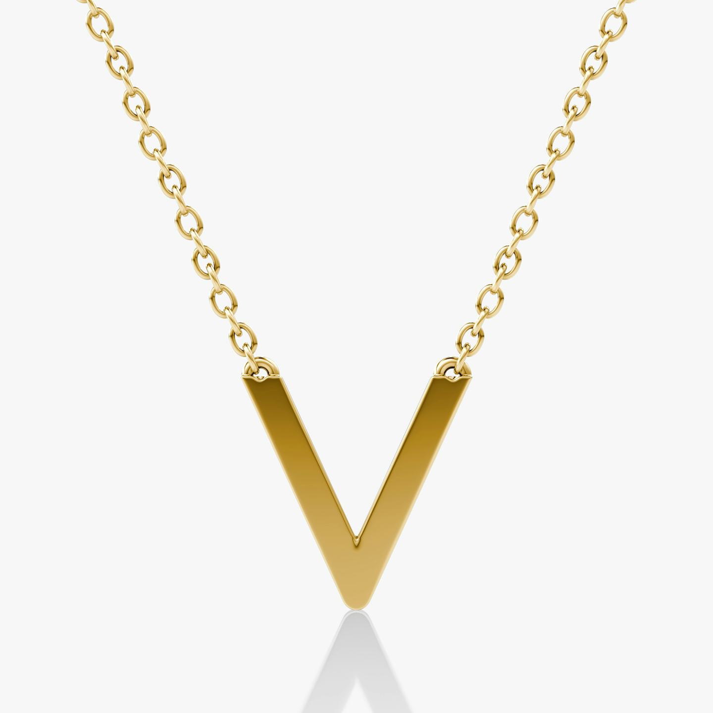 VRAI V Pavé Necklace | Round Brilliant | 14k | 18k Yellow Gold | Chain length: 16-18