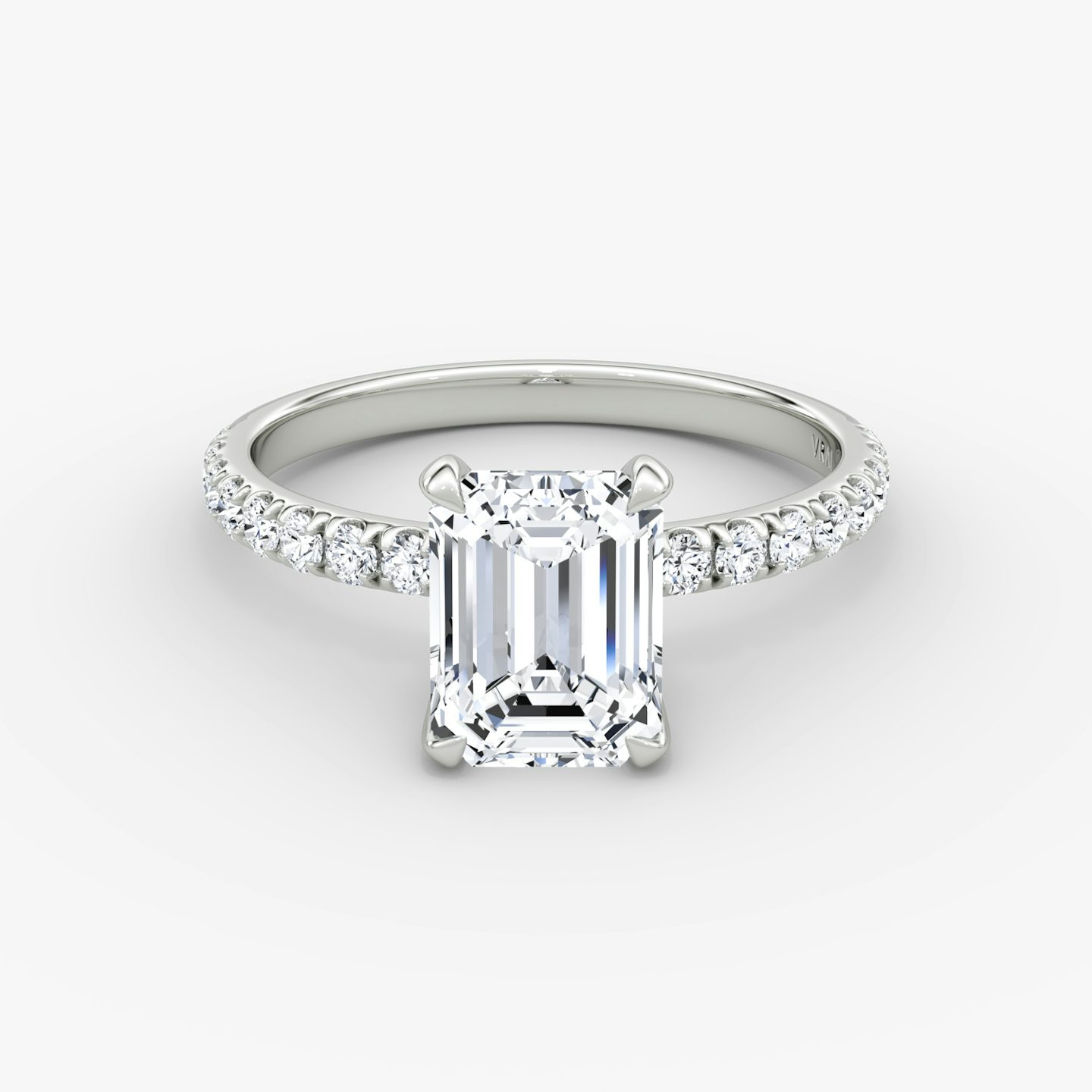 The Classic | Emerald | Platinum | Band width: Large | Band: Pavé | Diamond orientation: vertical | Carat weight: See full inventory