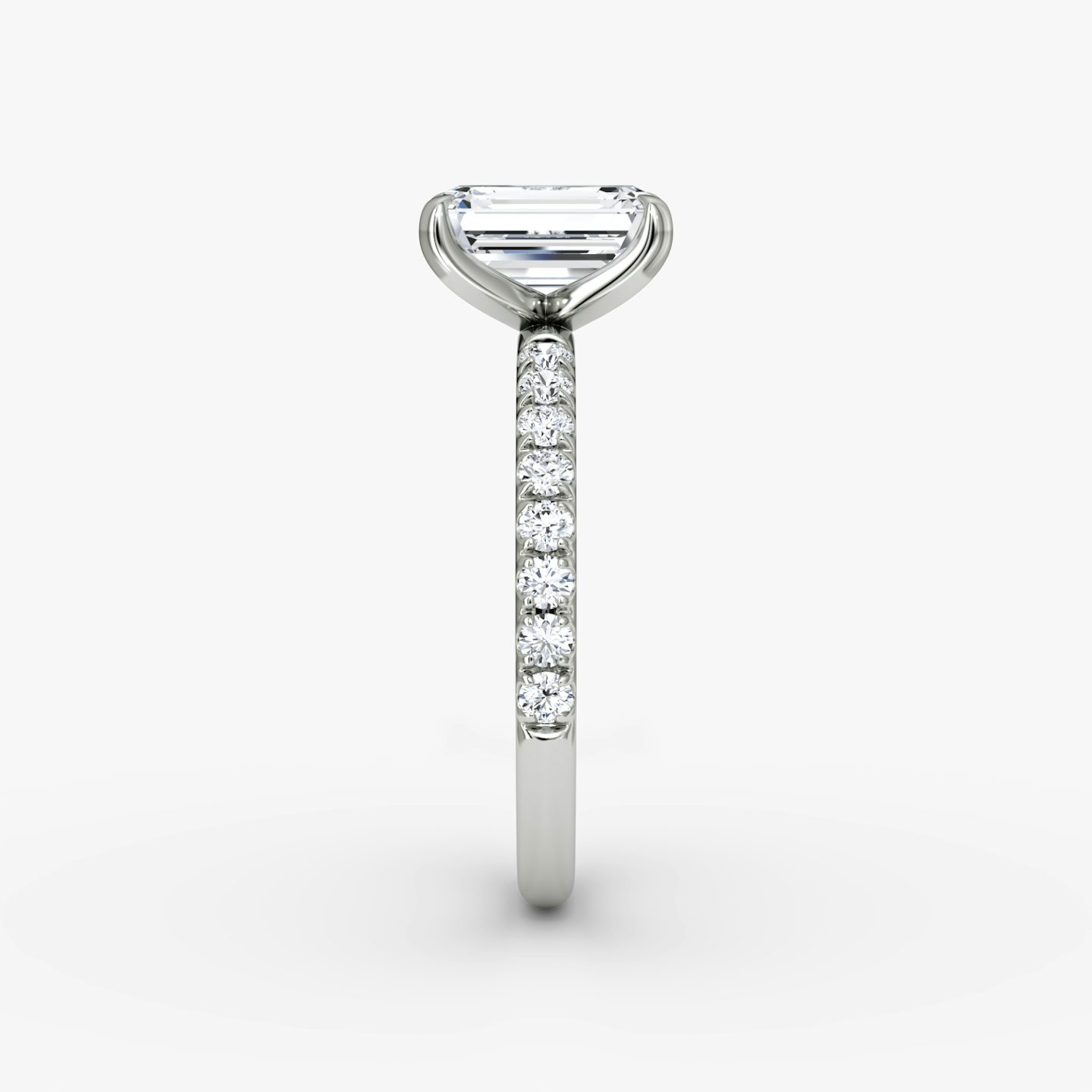 The Classic | Emerald | 18k | 18k White Gold | Band width: Large | Band: Pavé | Diamond orientation: vertical | Carat weight: See full inventory