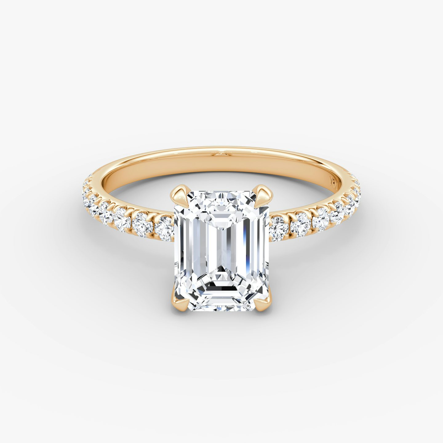 The Classic | Emerald | 14k | 14k Rose Gold | Band width: Large | Band: Pavé | Diamond orientation: vertical | Carat weight: See full inventory