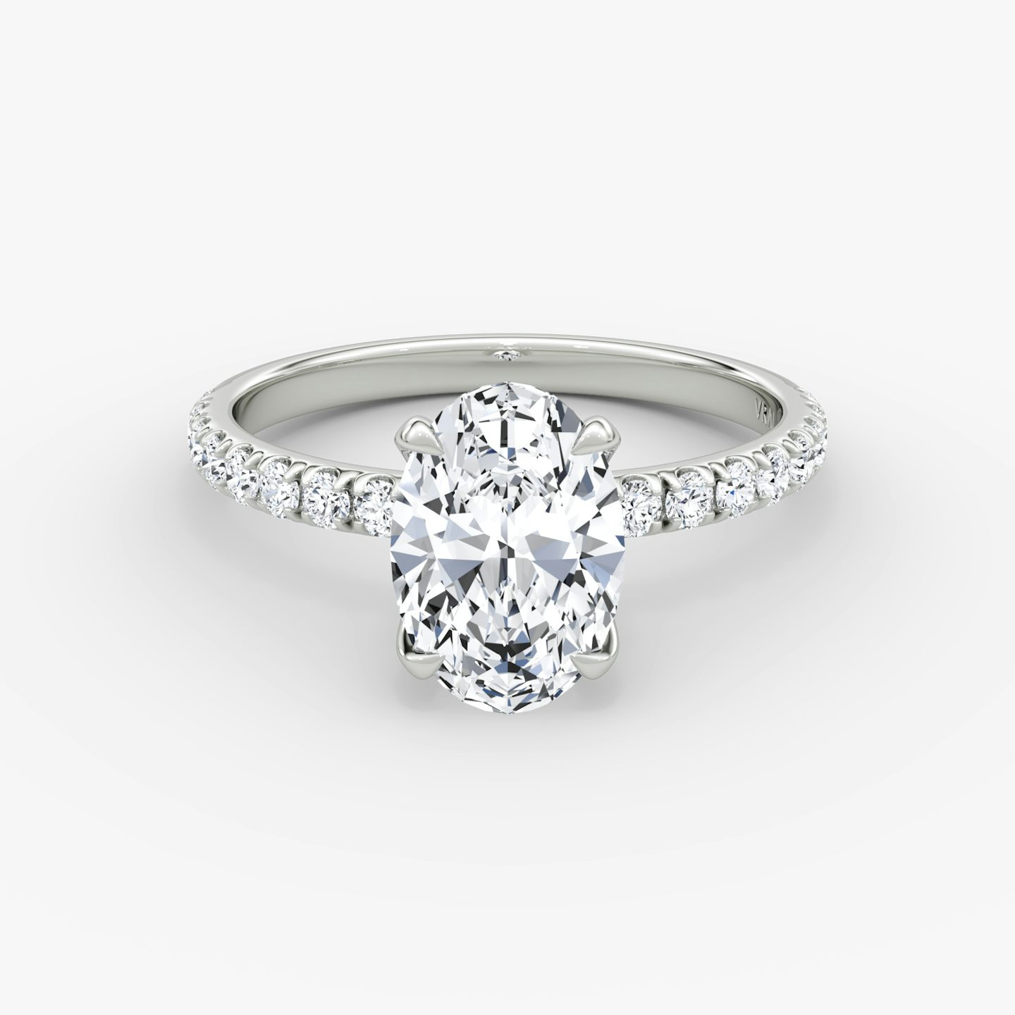 The Classic | Oval | Platinum | Band width: Large | Band: Pavé | Diamond orientation: vertical | Carat weight: See full inventory