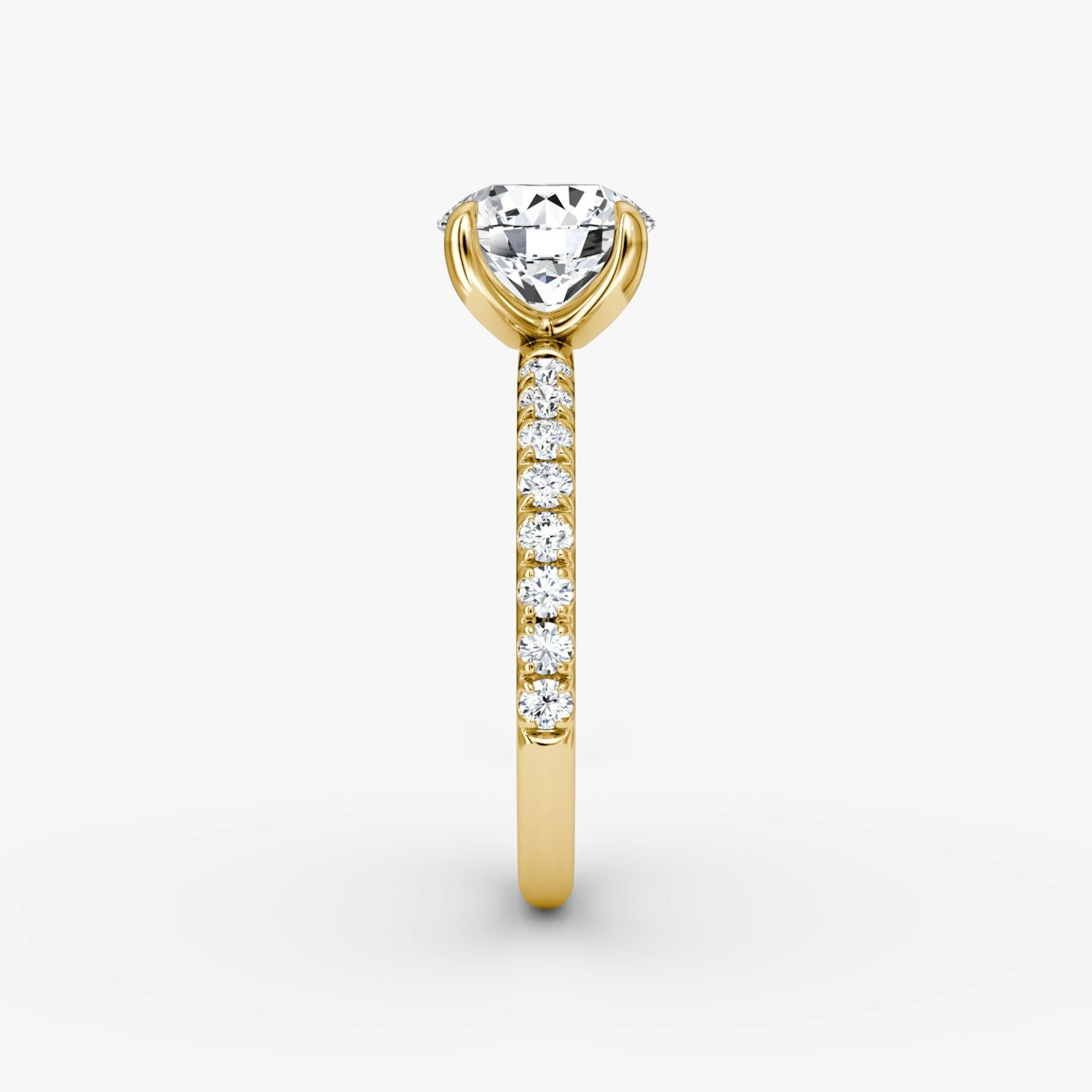 The Classic | Round Brilliant | 18k | 18k Yellow Gold | Band width: Large | Band: Pavé | Carat weight: 1½ | Diamond orientation: vertical