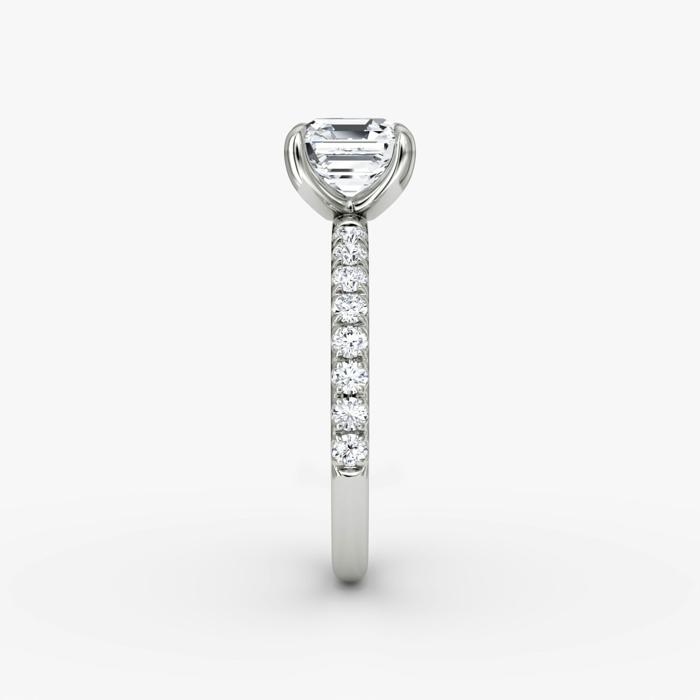 The Classic | Asscher | Platinum | Band width: Large | Band: Pavé | Diamond orientation: vertical | Carat weight: See full inventory