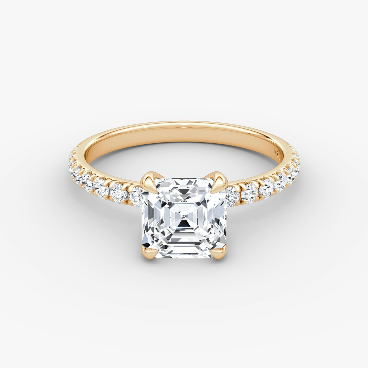 The Classic | Asscher | 14k | 14k Rose Gold | Band width: Large | Band: Pavé | Diamond orientation: vertical | Carat weight: See full inventory