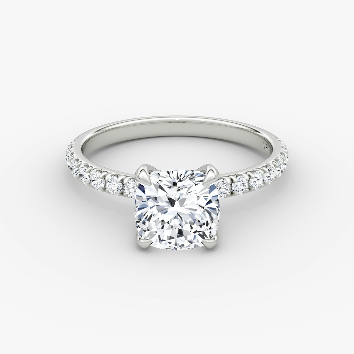 The Classic | Pavé Cushion | 18k | 18k White Gold | Band width: Large | Band: Pavé | Diamond orientation: vertical | Carat weight: See full inventory