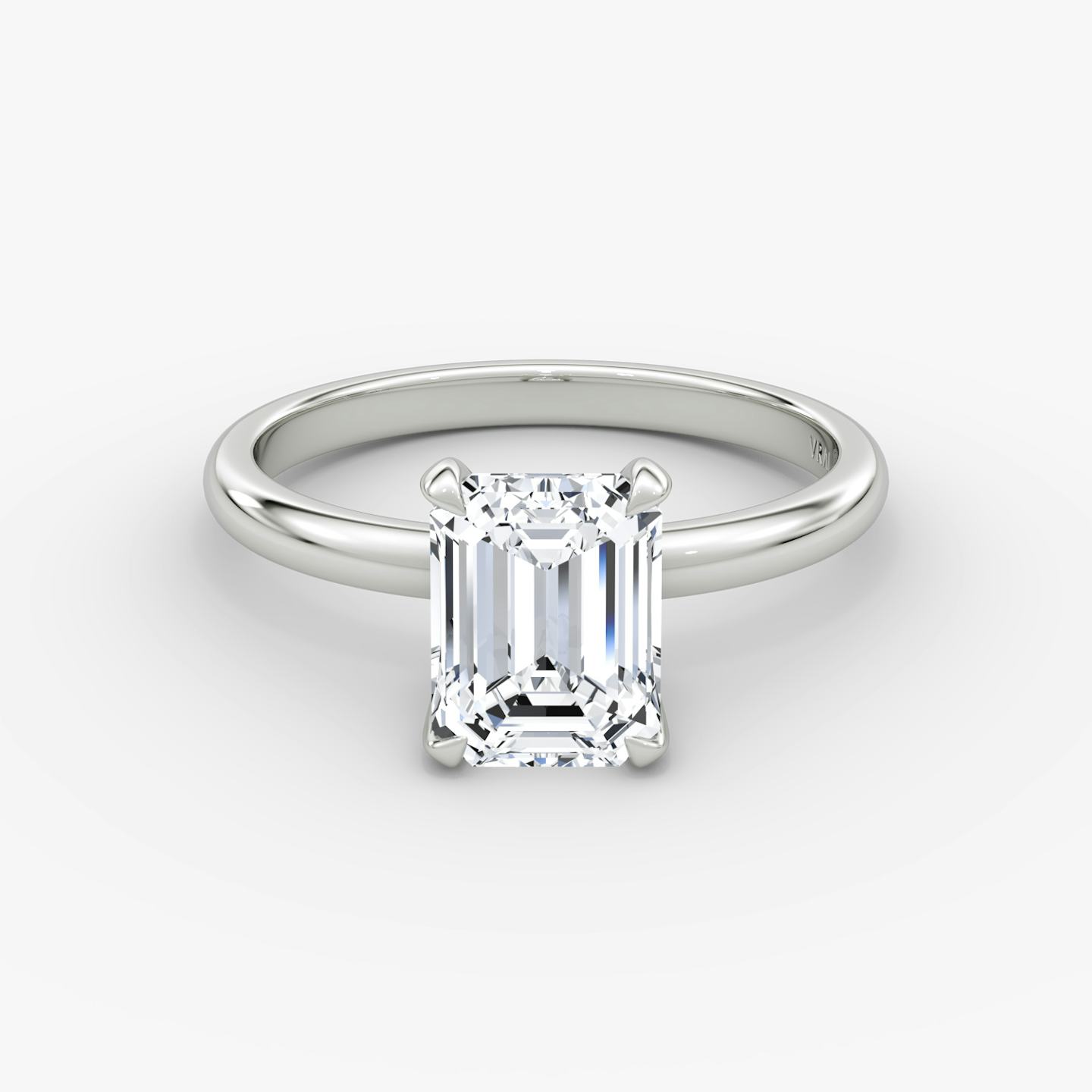 The Classic | Emerald | Platinum | Band width: Large | Band: Plain | Diamond orientation: vertical | Carat weight: See full inventory