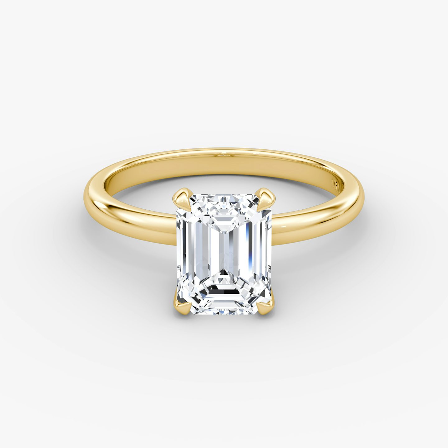 Bague de fiançailles Classic | emerald | 18k | yellow-gold | bandWidth: large | bandAccent: plain | diamondOrientation: vertical | caratWeight: other