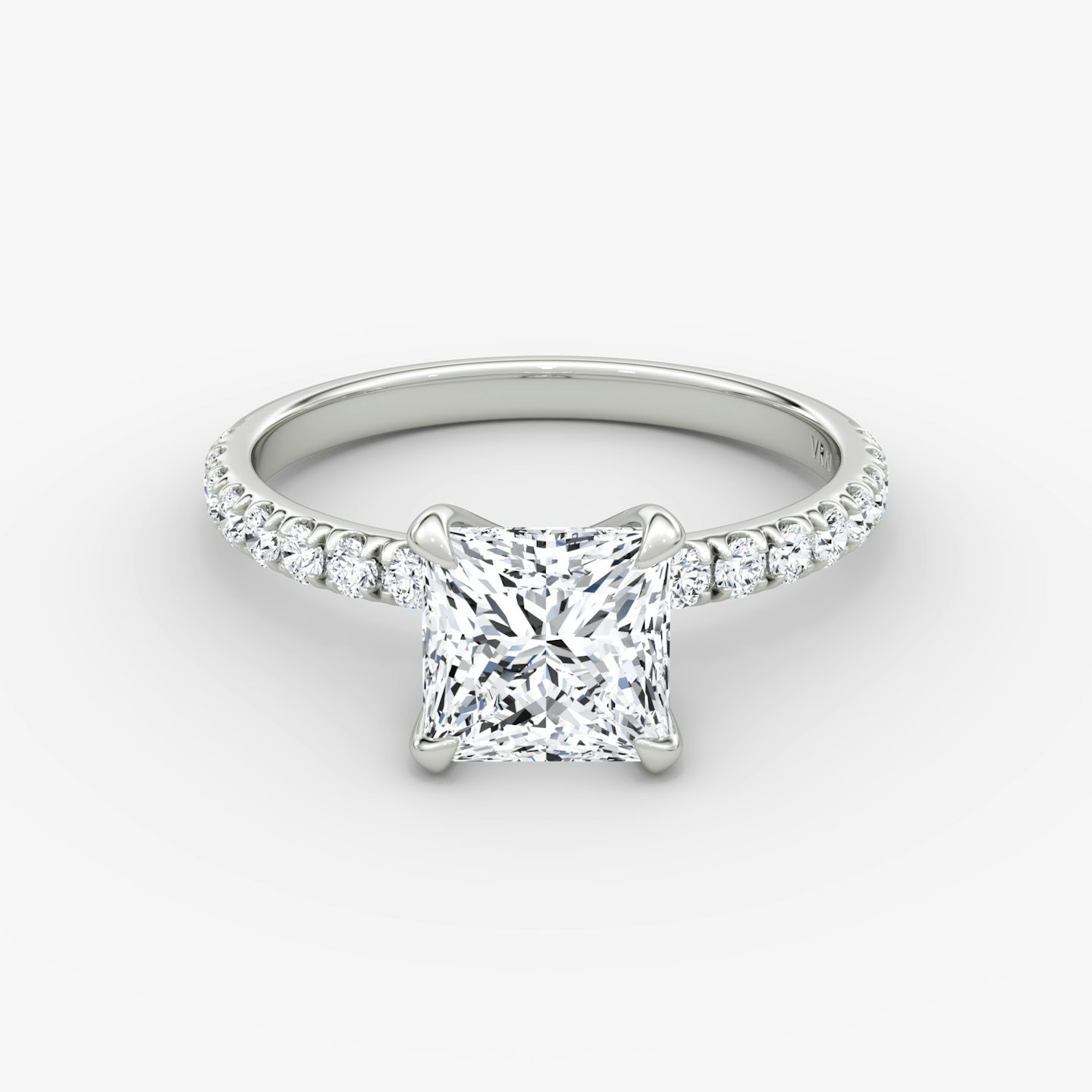 The Classic | Princess | Platinum | Band width: Large | Band: Pavé | Diamond orientation: vertical | Carat weight: See full inventory