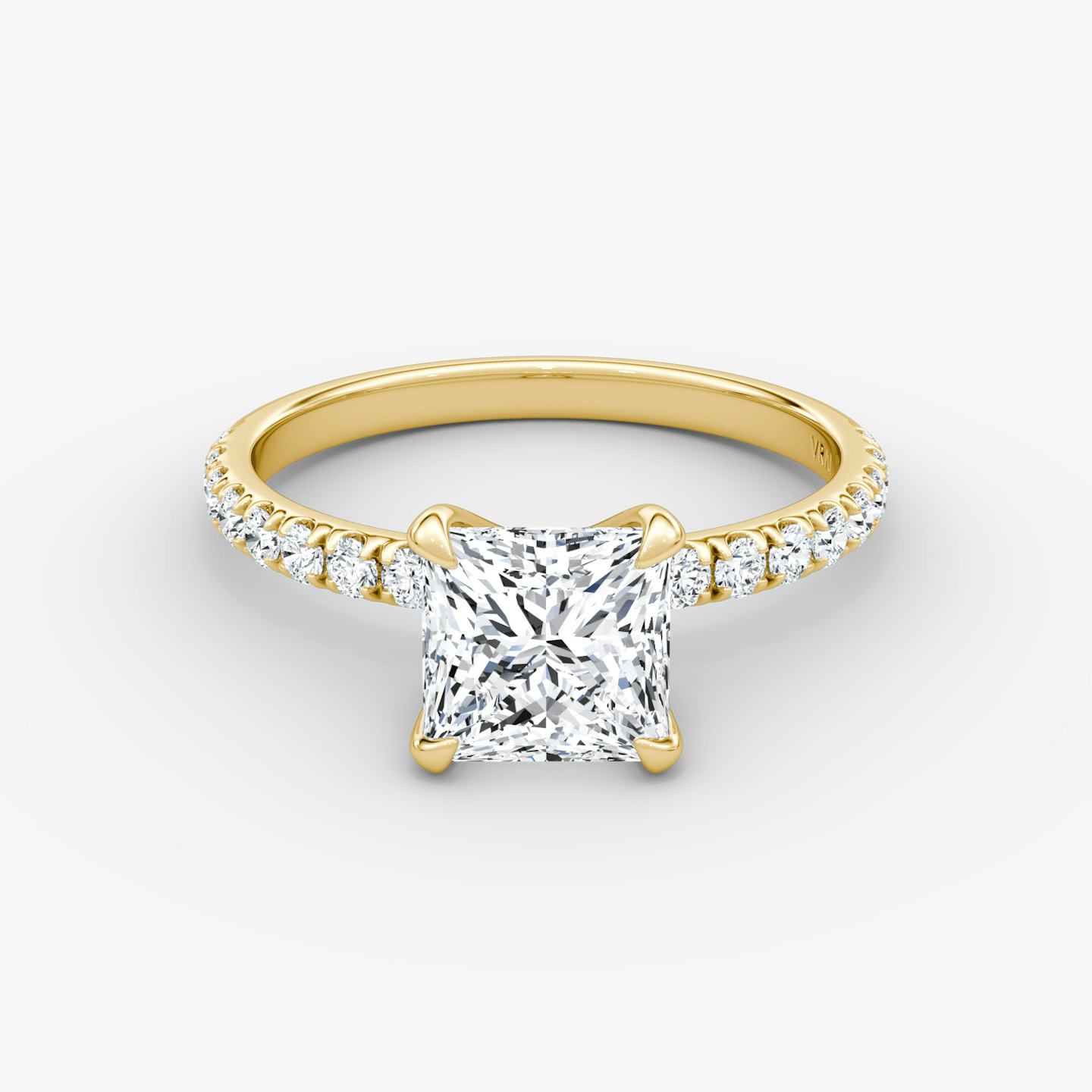The Classic | Princess | 18k | 18k Yellow Gold | Band width: Large | Band: Pavé | Diamond orientation: vertical | Carat weight: See full inventory