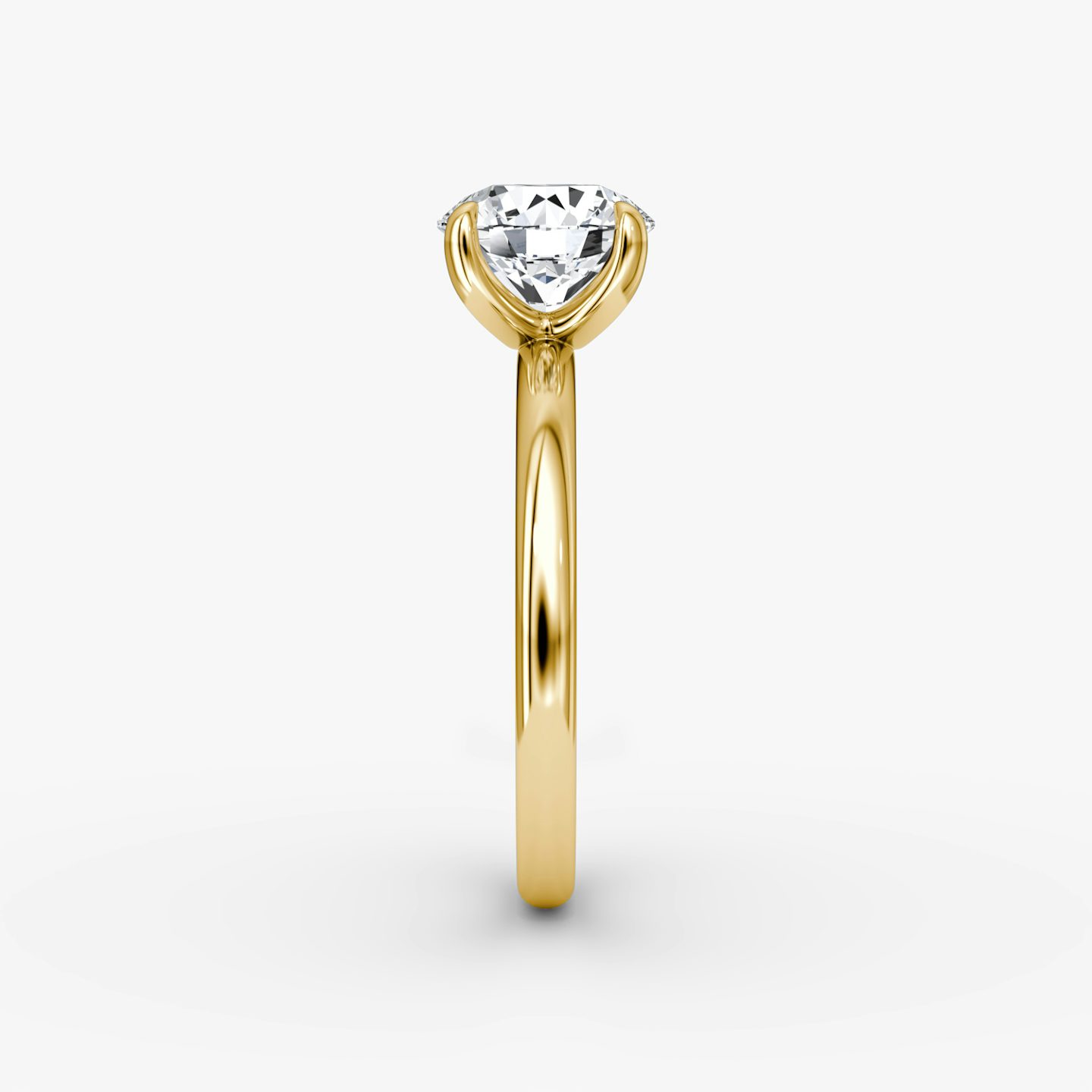 The Classic | Round Brilliant | 18k | 18k Yellow Gold | Band width: Large | Band: Plain | Carat weight: 2 | Diamond orientation: vertical