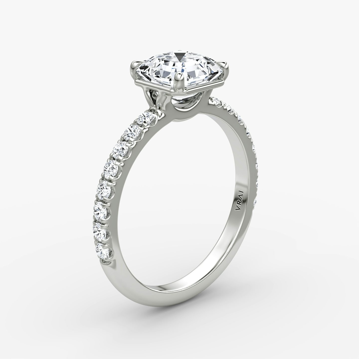 The Signature | Asscher | Platinum | Band width: Large | Band: Pavé | Setting style: Plain | Diamond orientation: vertical | Carat weight: See full inventory