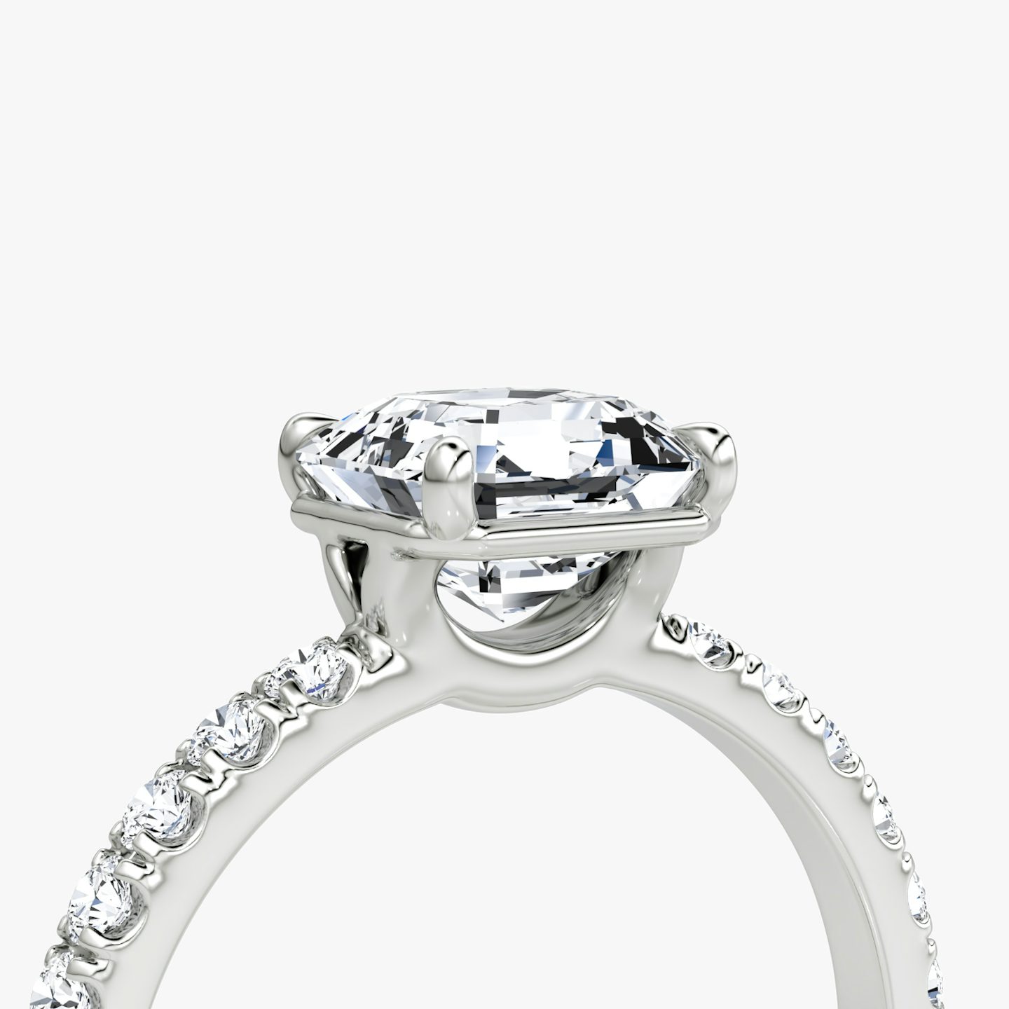The Signature | Asscher | Platinum | Band width: Large | Band: Pavé | Setting style: Plain | Diamond orientation: vertical | Carat weight: See full inventory