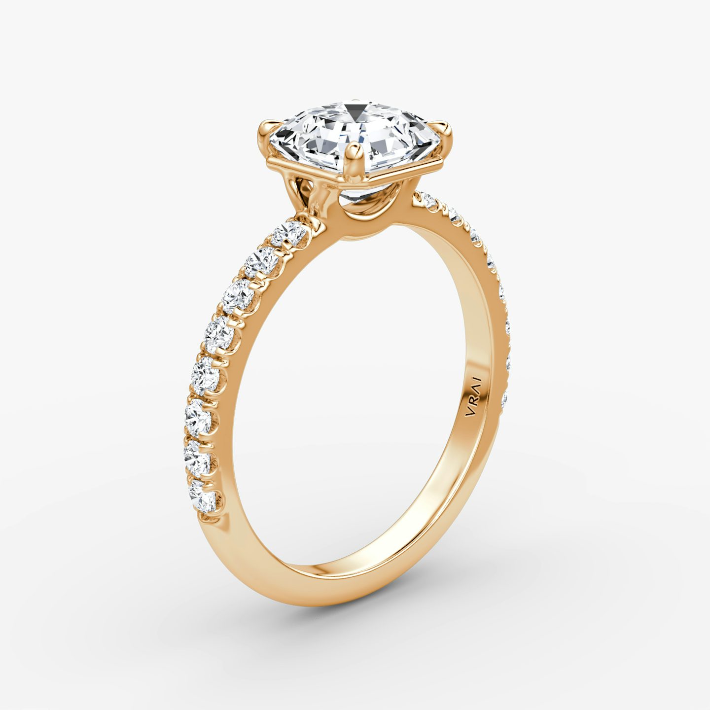 The Signature | Asscher | 14k | 14k Rose Gold | Band width: Large | Band: Pavé | Setting style: Plain | Diamond orientation: vertical | Carat weight: See full inventory