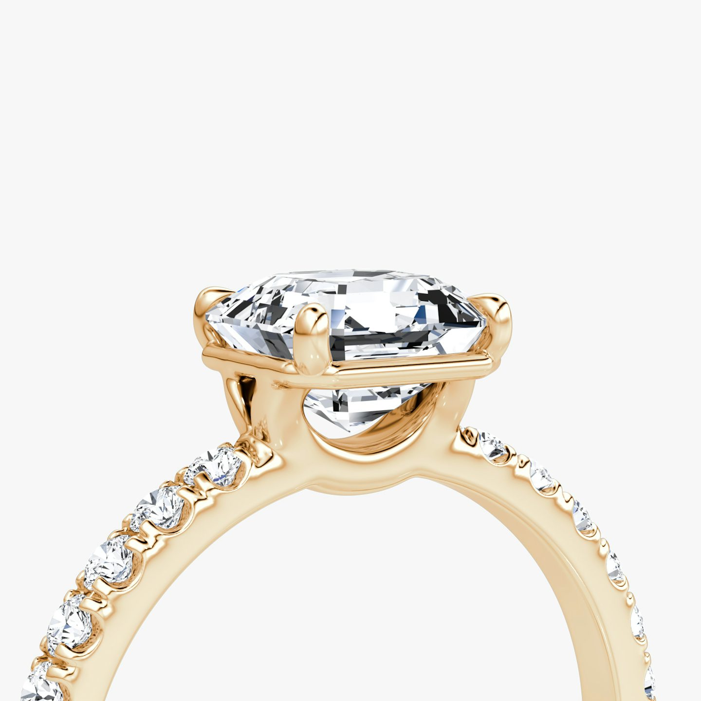 The Signature | Asscher | 14k | 14k Rose Gold | Band: Pavé | Band width: Large | Setting style: Plain | Diamond orientation: vertical | Carat weight: See full inventory