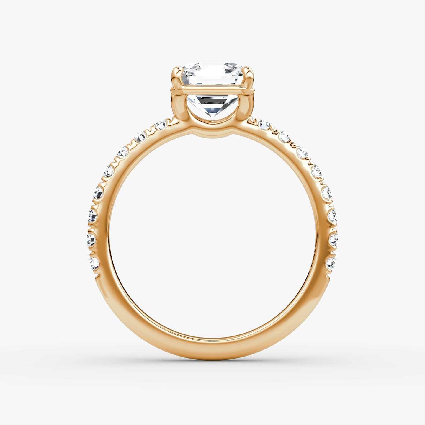 The Signature | Asscher | 14k | 14k Rose Gold | Band: Pavé | Band width: Large | Setting style: Plain | Diamond orientation: Horizontal | Carat weight: See full inventory