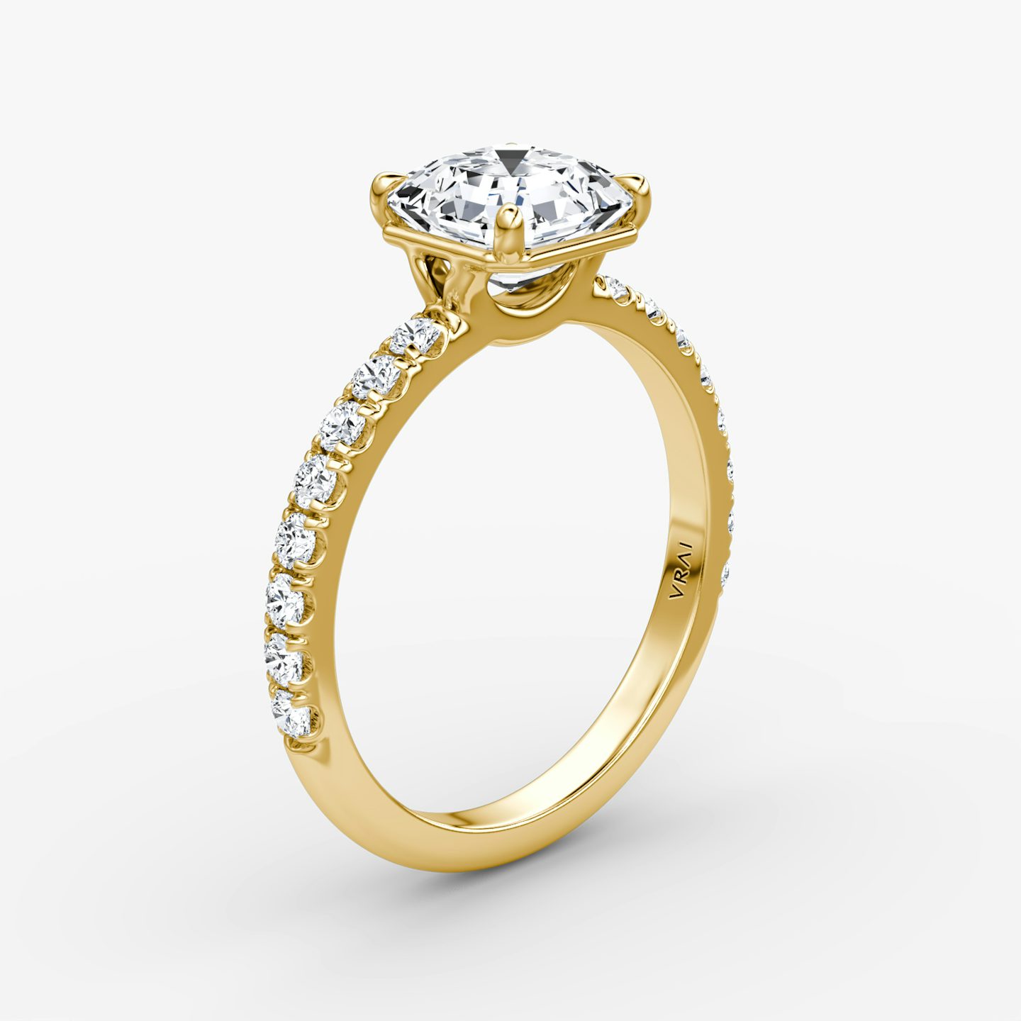 The Signature | Asscher | 18k | 18k Yellow Gold | Band width: Large | Band: Pavé | Setting style: Plain | Diamond orientation: vertical | Carat weight: See full inventory