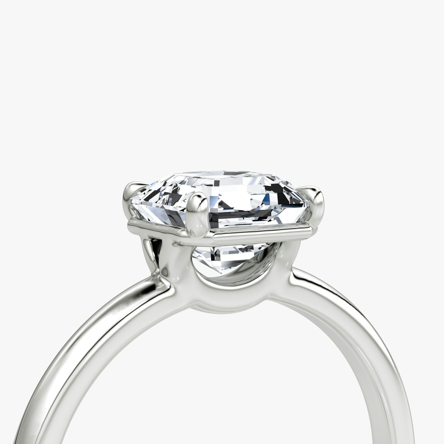 The Signature | Asscher | 18k | 18k White Gold | Band: Plain | Band width: Large | Setting style: Plain | Diamond orientation: vertical | Carat weight: See full inventory