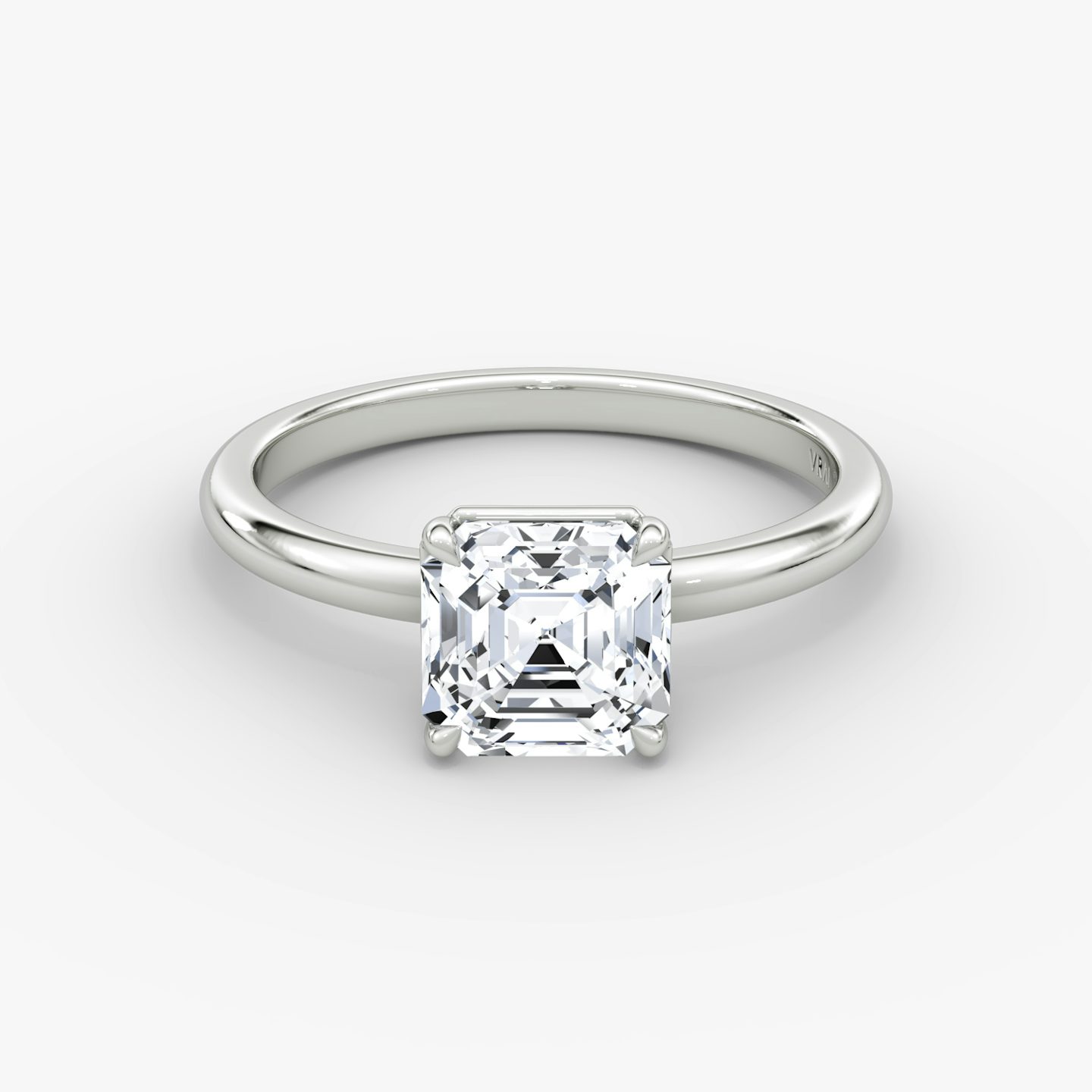 The Signature | Asscher | 18k | 18k White Gold | Band: Plain | Band width: Large | Setting style: Plain | Diamond orientation: Horizontal | Carat weight: See full inventory