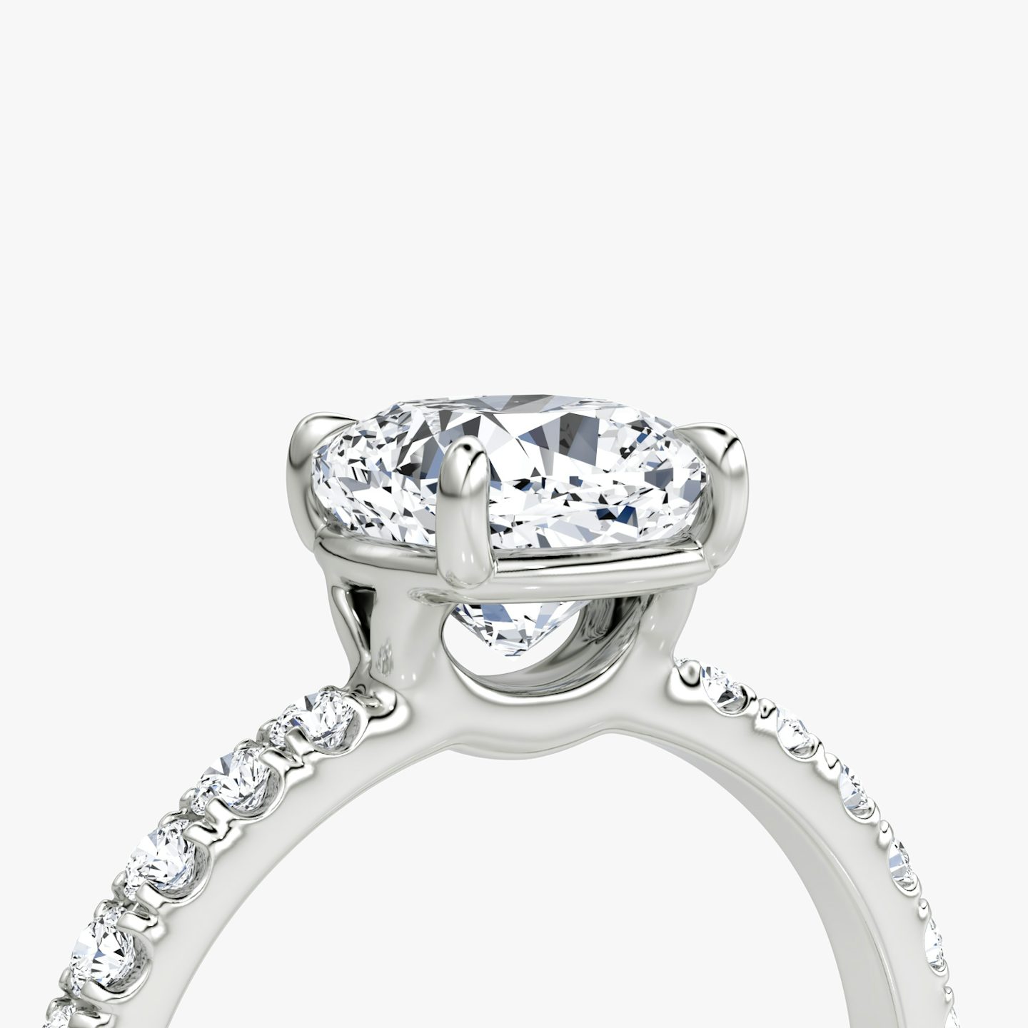 The Signature | Pavé Cushion | 18k | 18k White Gold | Band: Pavé | Band width: Large | Setting style: Plain | Diamond orientation: vertical | Carat weight: See full inventory