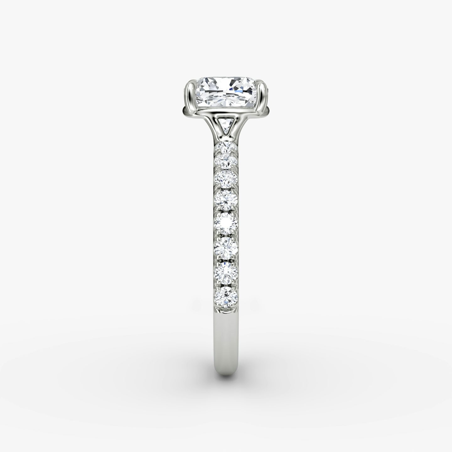 The Signature | Pavé Cushion | 18k | 18k White Gold | Band: Pavé | Band width: Large | Setting style: Plain | Diamond orientation: vertical | Carat weight: See full inventory