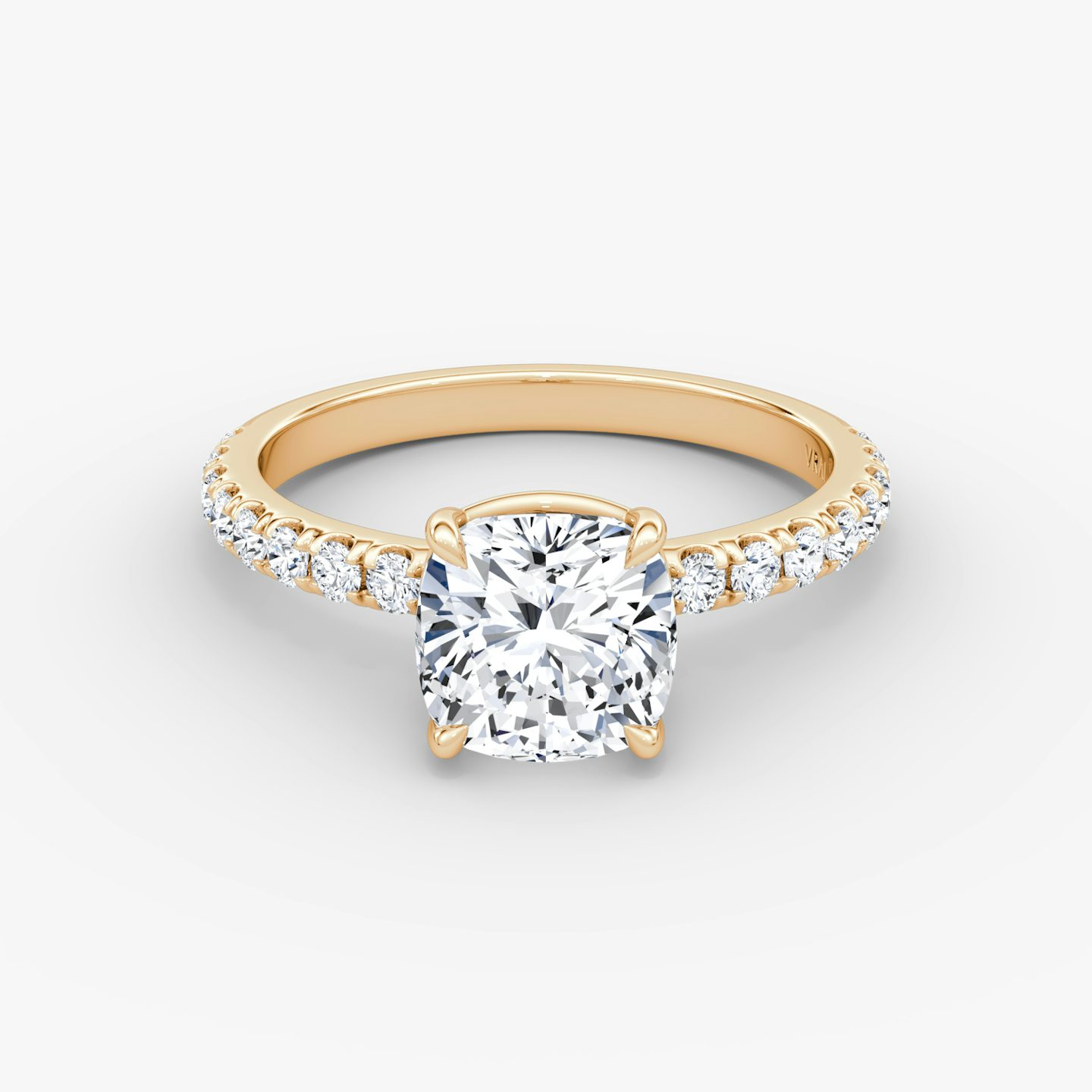 The Signature | Pavé Cushion | 14k | 14k Rose Gold | Band width: Large | Band: Pavé | Setting style: Plain | Diamond orientation: vertical | Carat weight: See full inventory