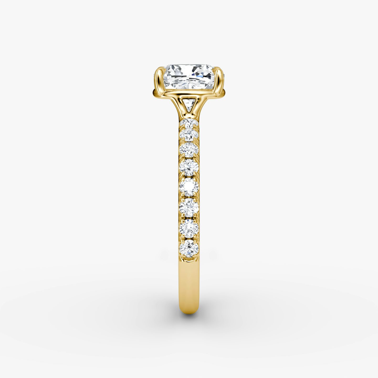 The Signature | Pavé Cushion | 18k | 18k Yellow Gold | Band width: Large | Band: Pavé | Setting style: Plain | Diamond orientation: vertical | Carat weight: See full inventory