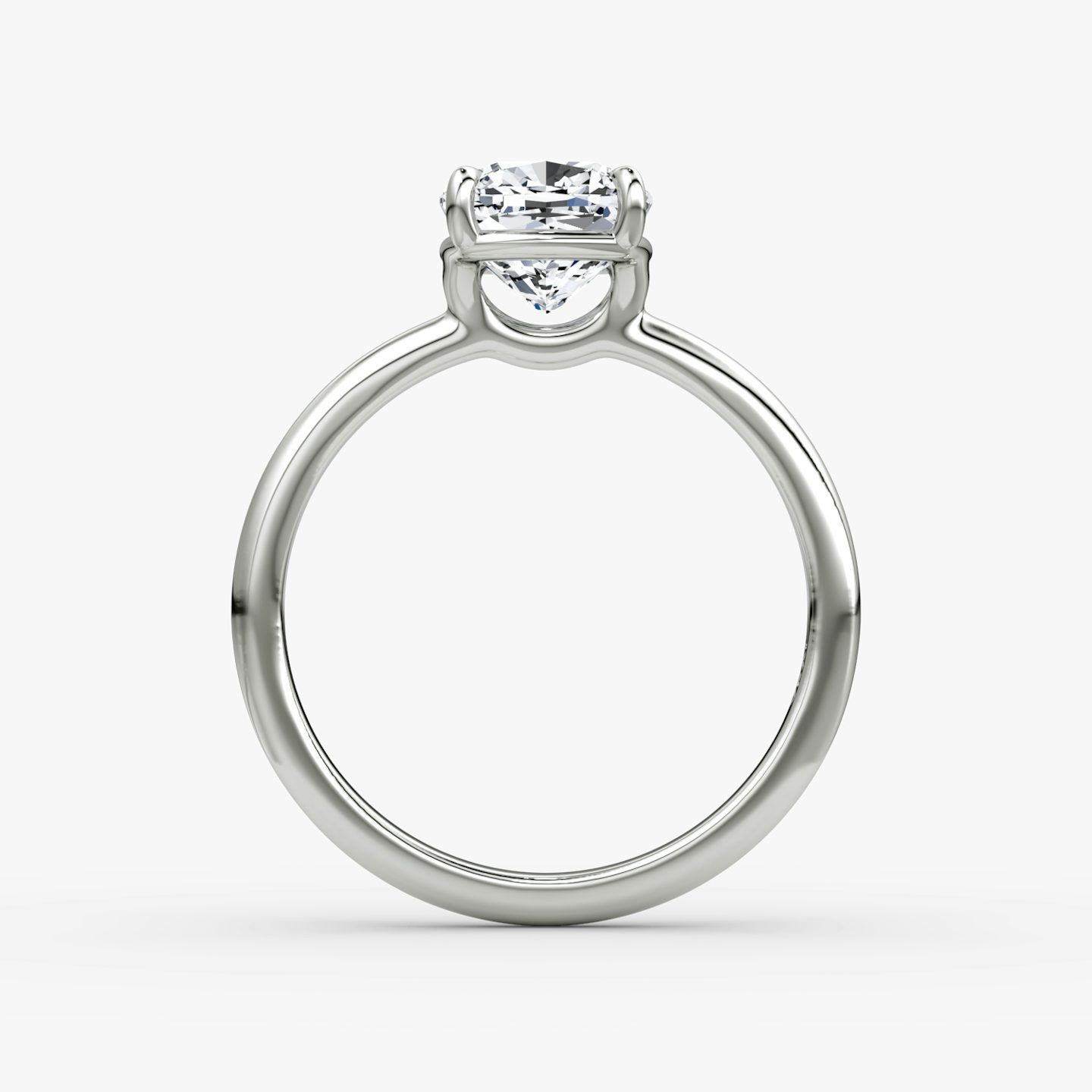 The Signature | Pavé Cushion | Platinum | Band width: Large | Band: Plain | Setting style: Plain | Diamond orientation: vertical | Carat weight: See full inventory