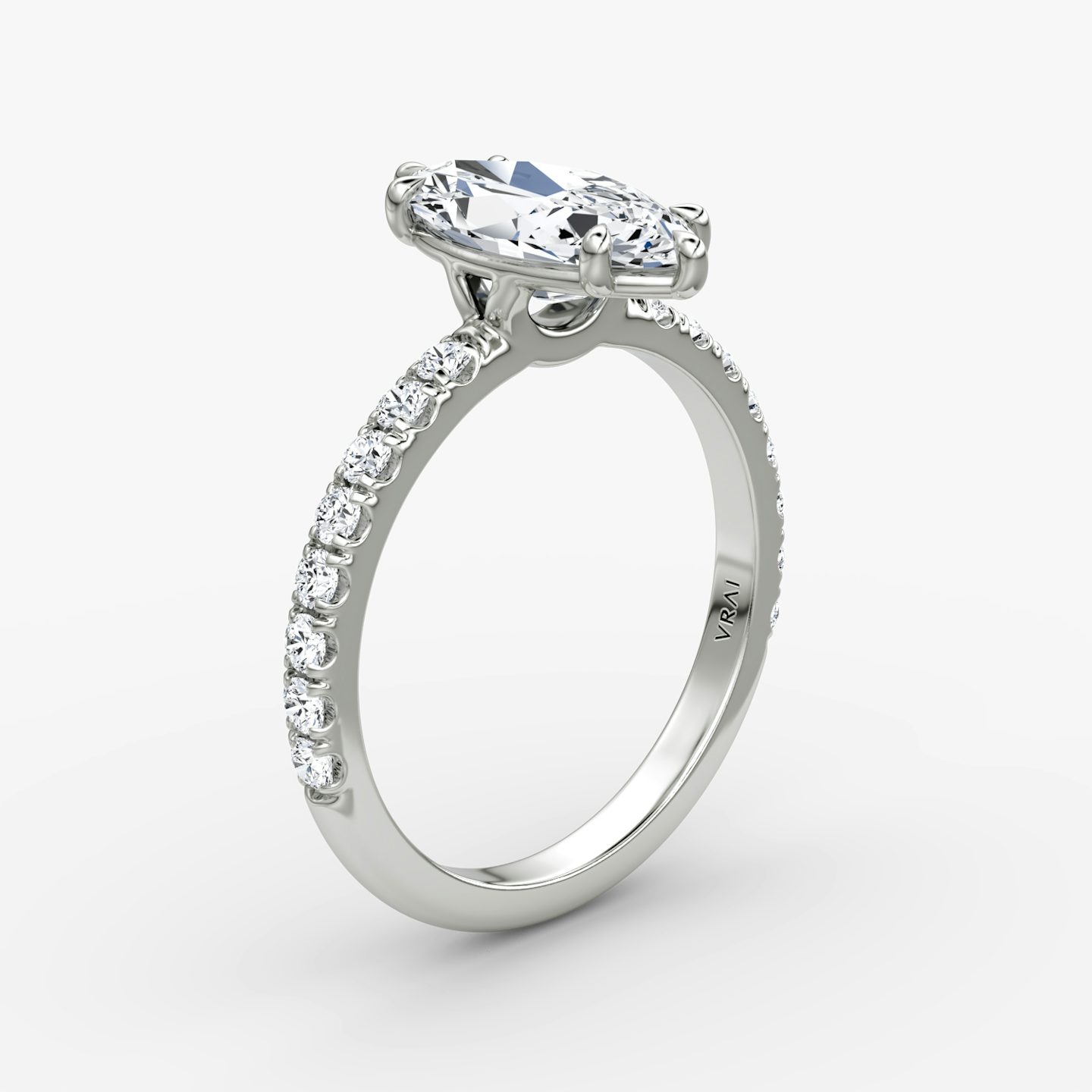 The Signature | Pavé Marquise | Platinum | Band: Pavé | Band width: Large | Setting style: Plain | Diamond orientation: vertical | Carat weight: See full inventory