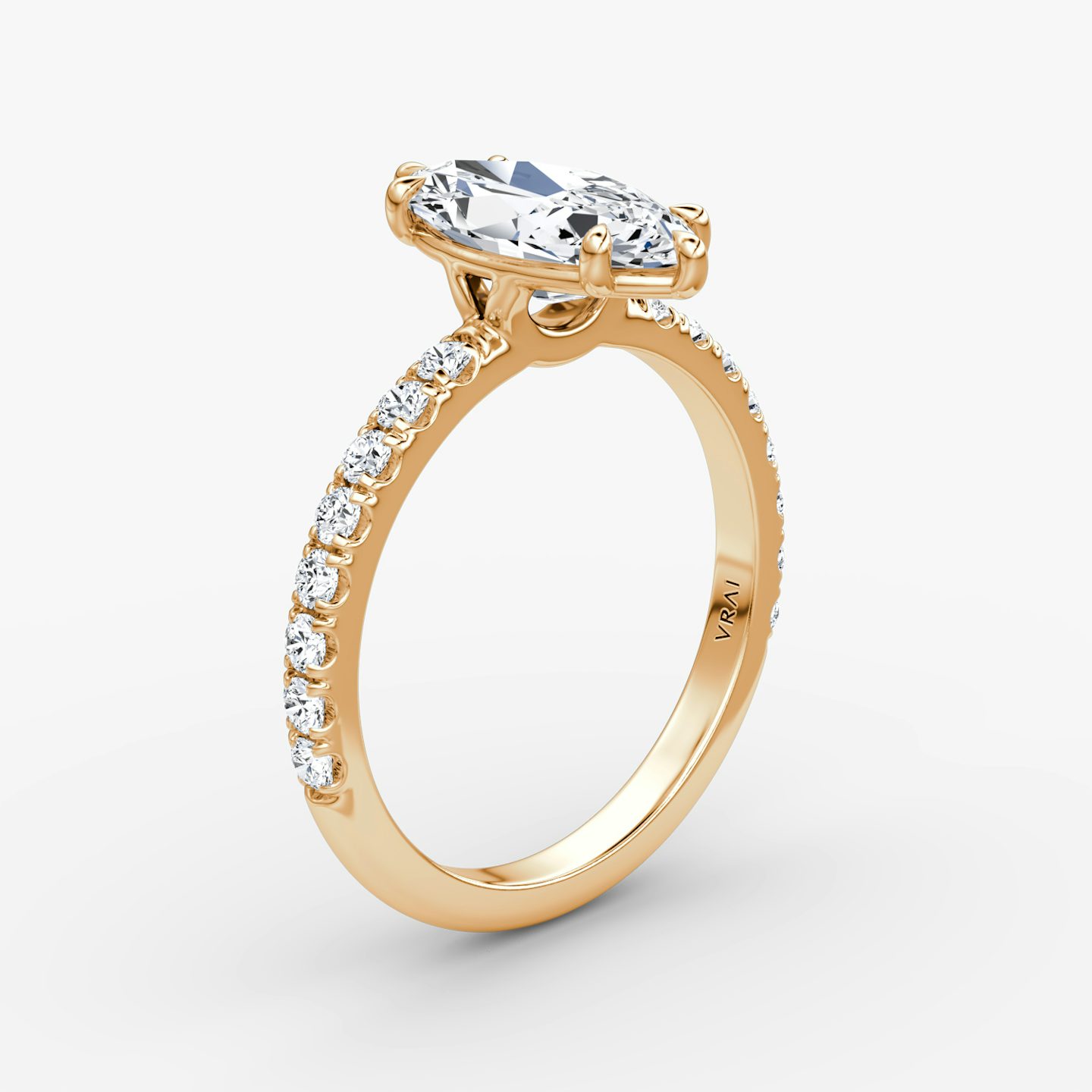 The Signature | Pavé Marquise | 14k | 14k Rose Gold | Band width: Large | Band: Pavé | Setting style: Plain | Diamond orientation: vertical | Carat weight: See full inventory