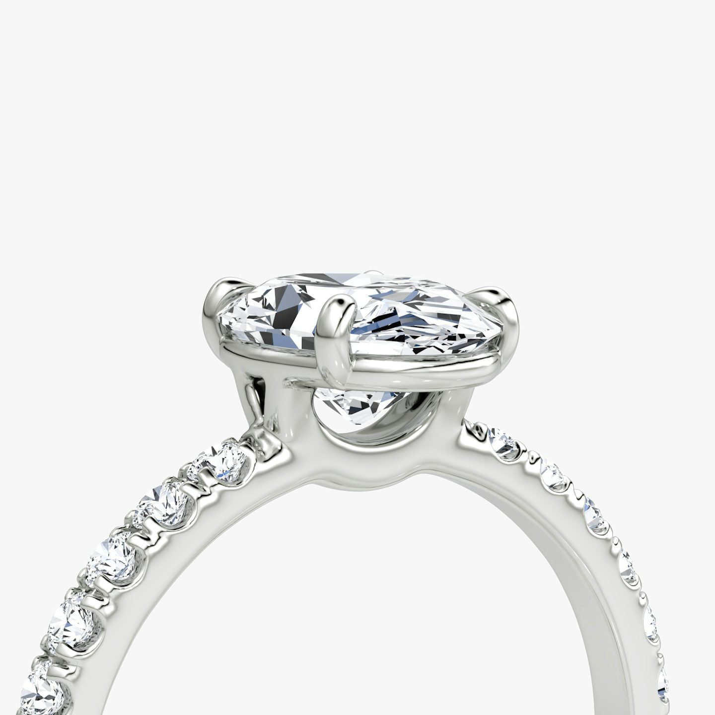 The Signature | Oval | Platinum | Band: Pavé | Band width: Large | Setting style: Plain | Diamond orientation: vertical | Carat weight: See full inventory