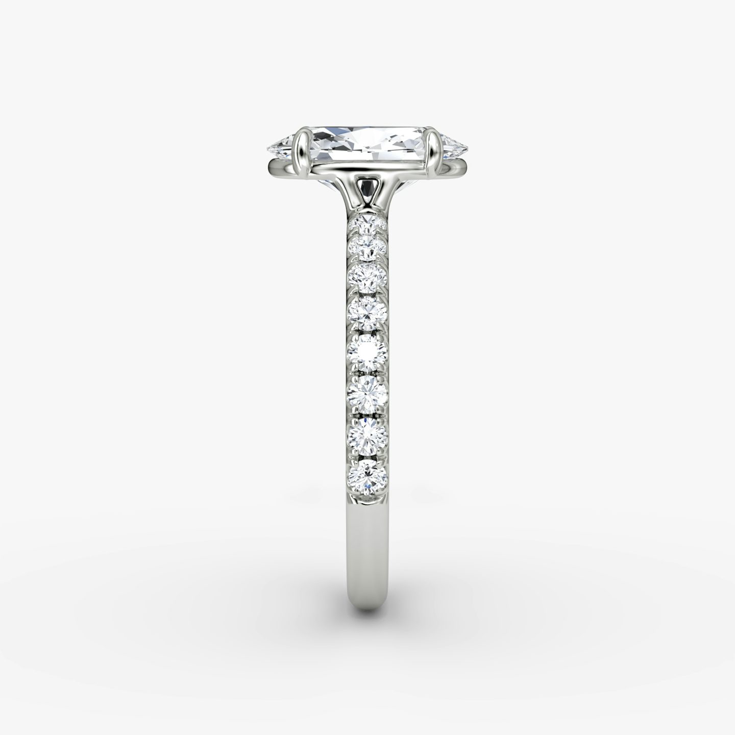 The Signature | Oval | 18k | 18k White Gold | Band width: Large | Band: Pavé | Setting style: Plain | Diamond orientation: vertical | Carat weight: See full inventory