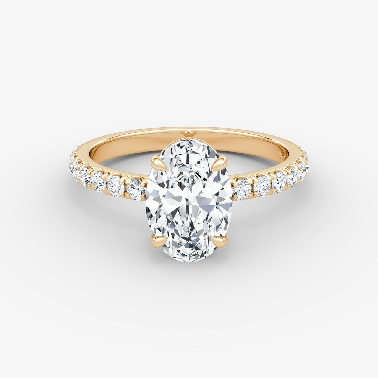 The Signature | Oval | 14k | 14k Rose Gold | Band: Pavé | Band width: Large | Setting style: Plain | Diamond orientation: vertical | Carat weight: See full inventory
