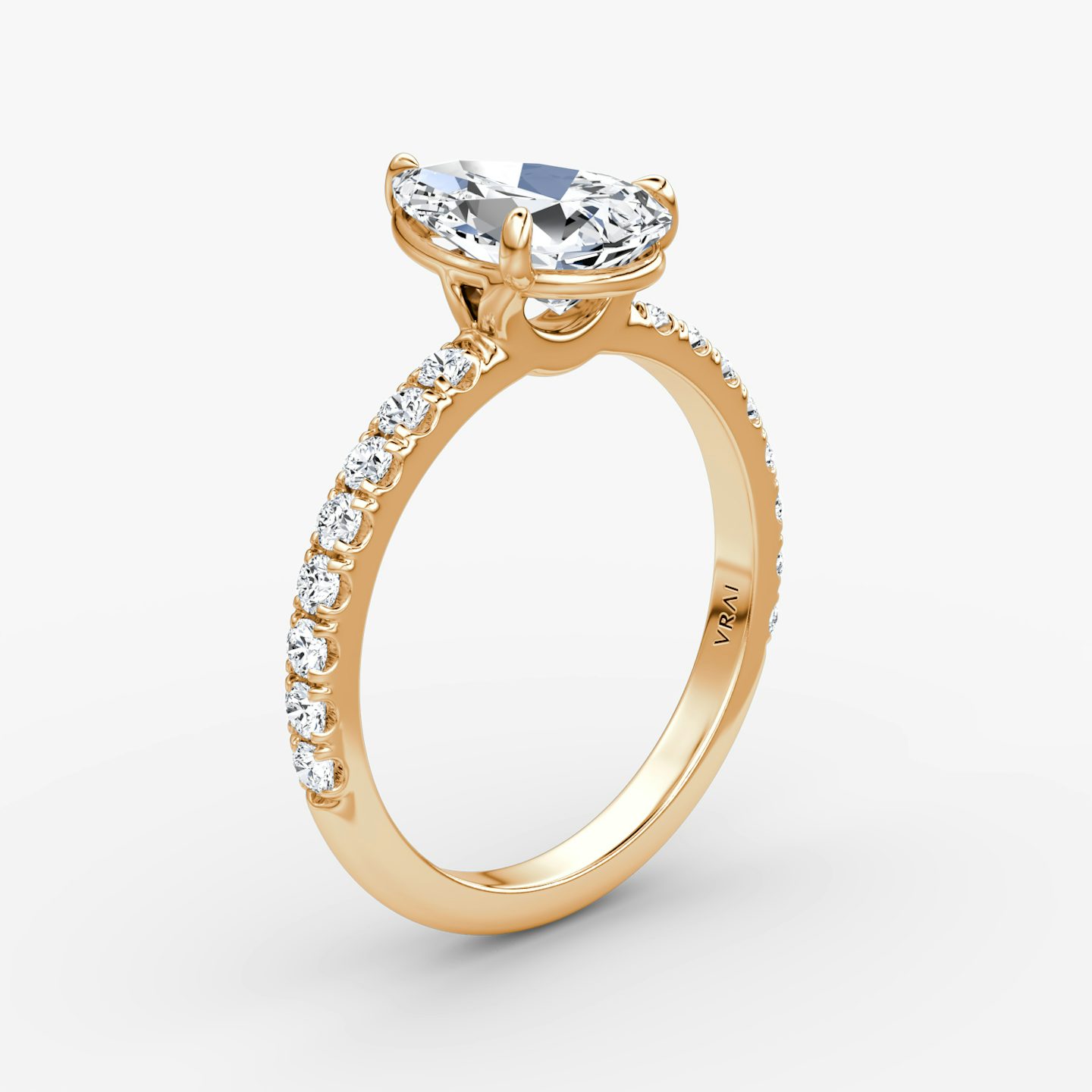 The Signature | Pear | 14k | 14k Rose Gold | Band width: Large | Band: Pavé | Setting style: Plain | Diamond orientation: vertical | Carat weight: See full inventory