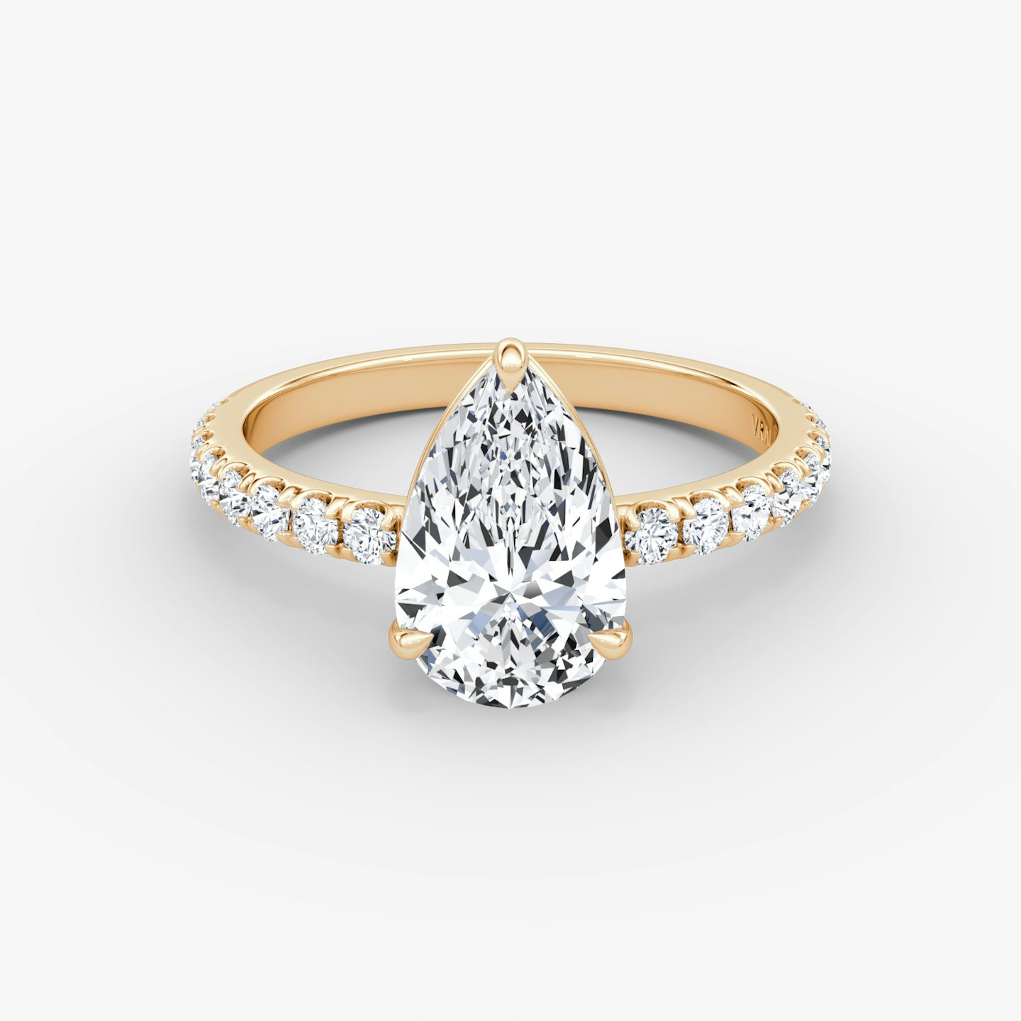 The Signature | Pear | 14k | 14k Rose Gold | Band: Pavé | Band width: Large | Setting style: Plain | Diamond orientation: vertical | Carat weight: See full inventory
