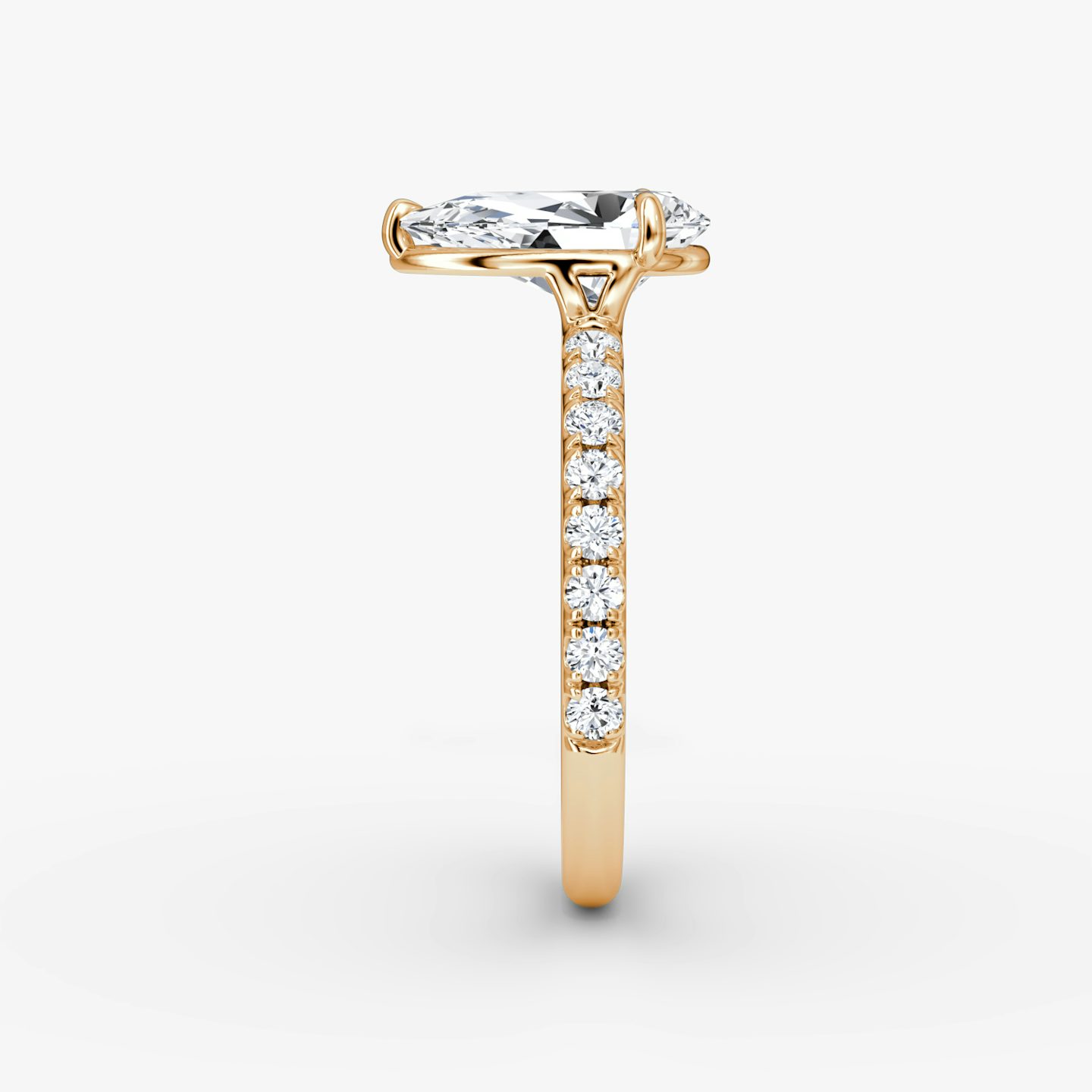 The Signature | Pear | 14k | 14k Rose Gold | Band: Pavé | Band width: Large | Setting style: Plain | Diamond orientation: vertical | Carat weight: See full inventory