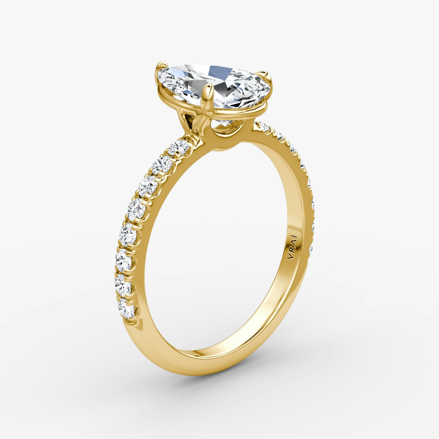 The Signature | Pear | 18k | 18k Yellow Gold | Band width: Large | Band: Pavé | Setting style: Plain | Diamond orientation: vertical | Carat weight: See full inventory