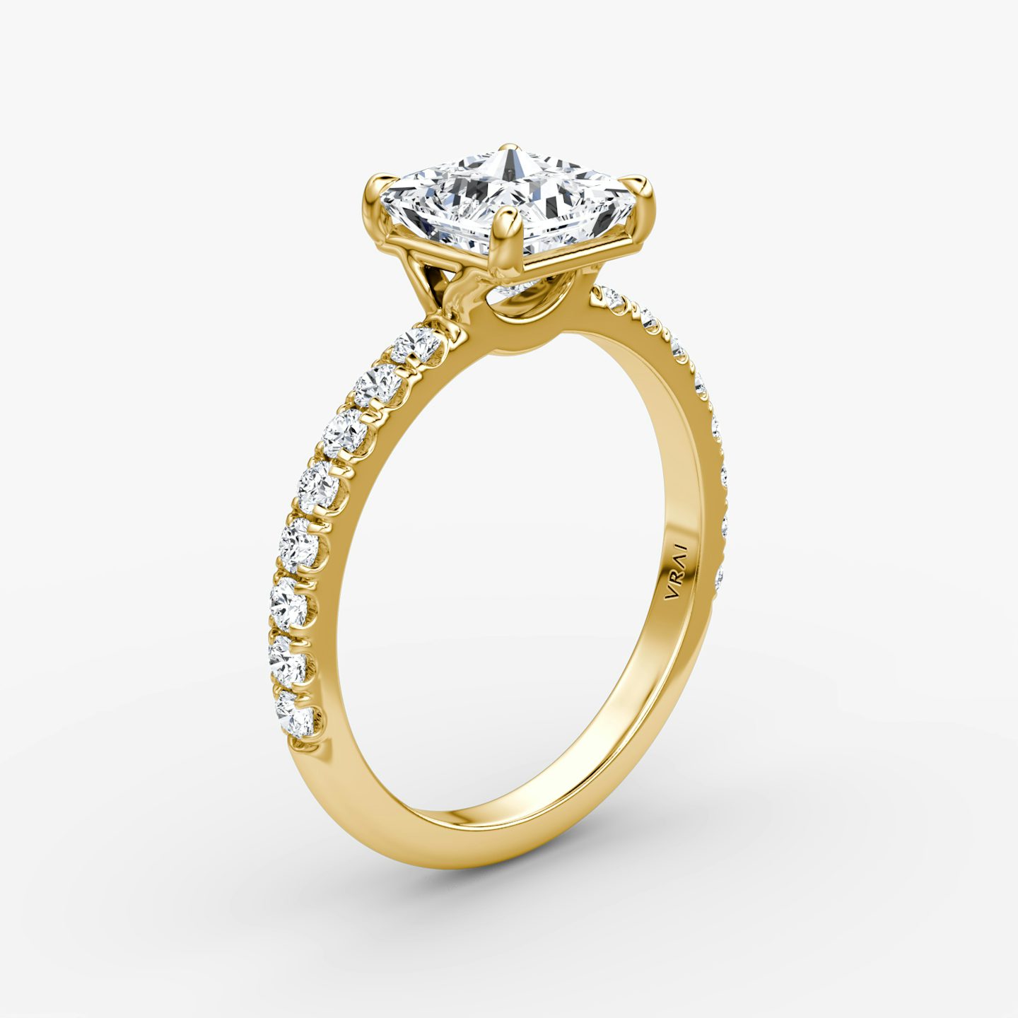 The Signature | Princess | 18k | 18k Yellow Gold | Band: Pavé | Band width: Large | Setting style: Plain | Diamond orientation: vertical | Carat weight: See full inventory