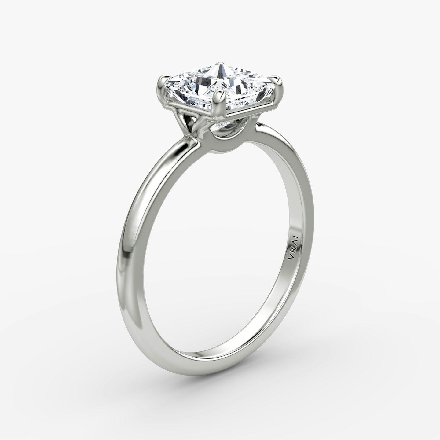 The Signature | Princess | 18k | 18k White Gold | Band: Plain | Band width: Large | Setting style: Plain | Diamond orientation: vertical | Carat weight: See full inventory