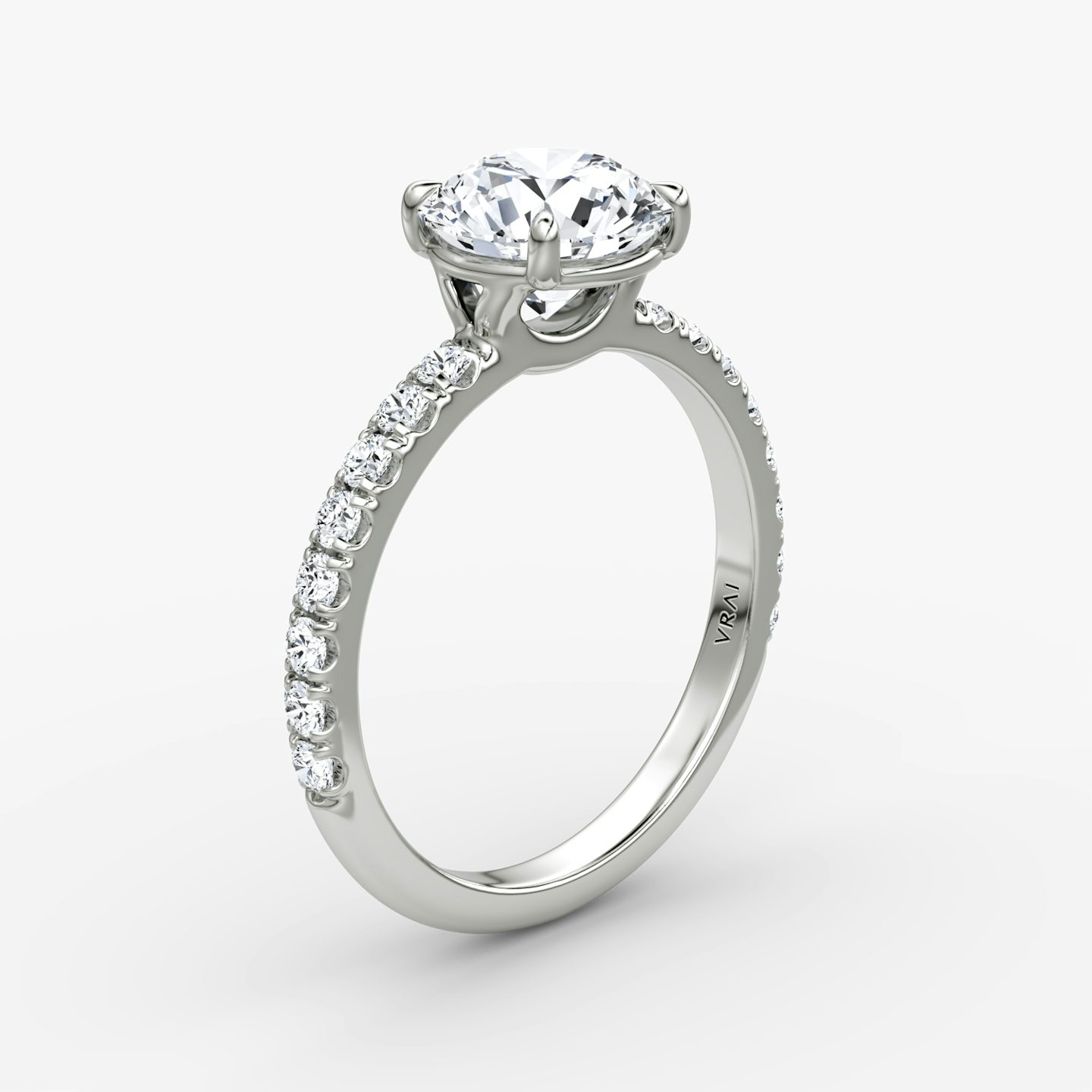 The Signature | Round Brilliant | 18k | 18k White Gold | Band: Pavé | Band width: Large | Carat weight: See full inventory | Setting style: Plain | Diamond orientation: Horizontal