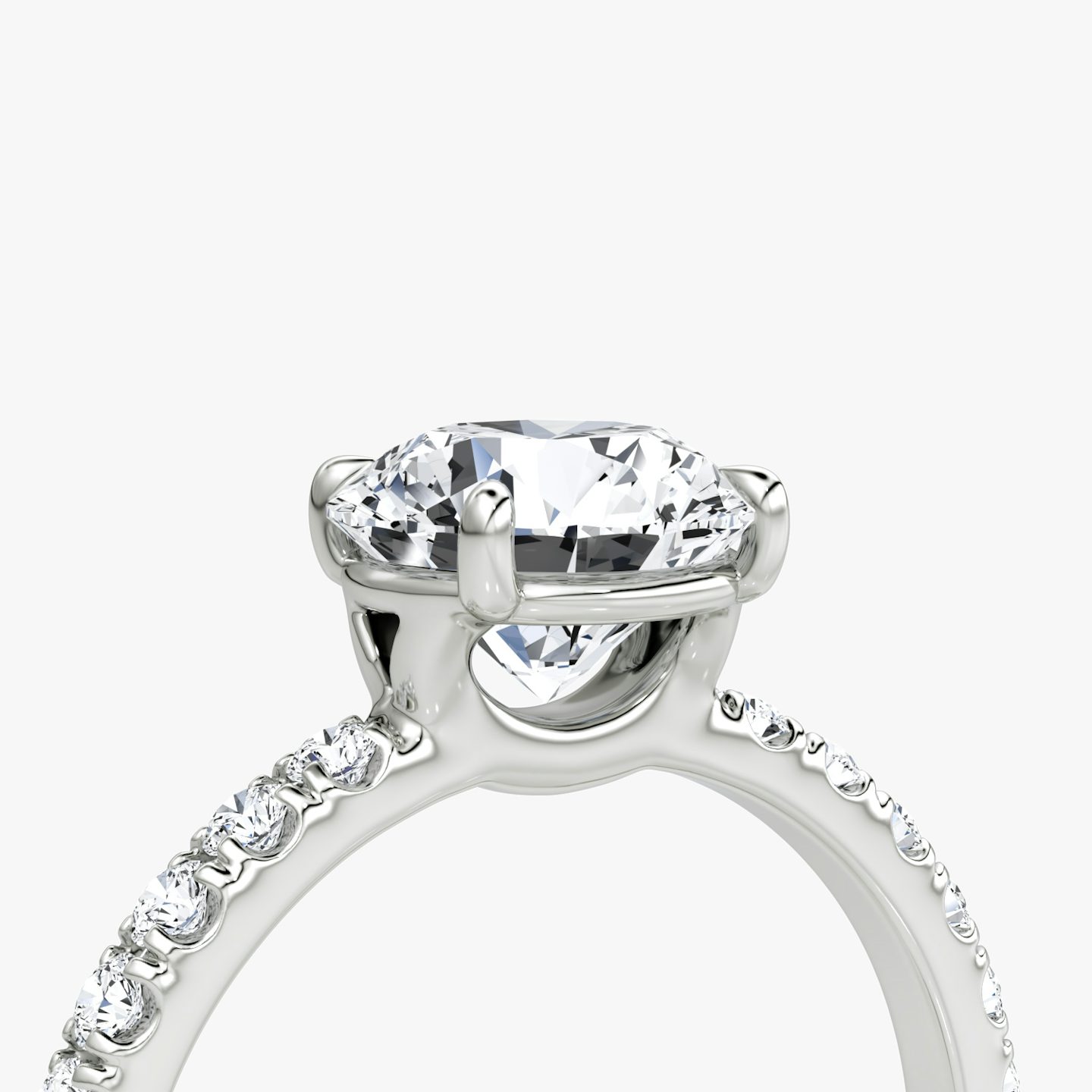 The Signature | Round Brilliant | 18k | 18k White Gold | Band width: Large | Band: Pavé | Setting style: Plain | Carat weight: 1 | Diamond orientation: vertical