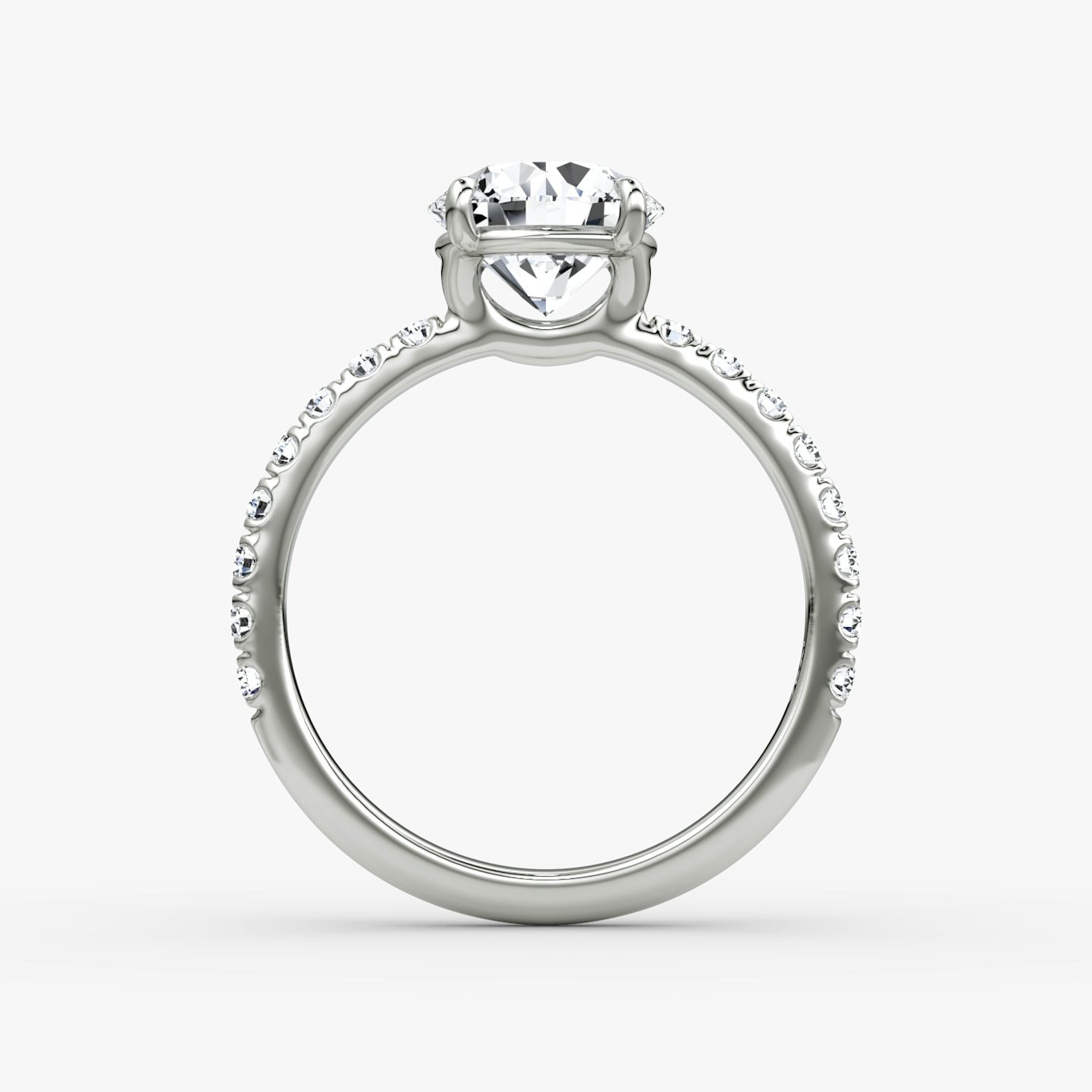 The Signature | Round Brilliant | 18k | 18k White Gold | Band: Pavé | Band width: Large | Carat weight: See full inventory | Setting style: Plain | Diamond orientation: Horizontal