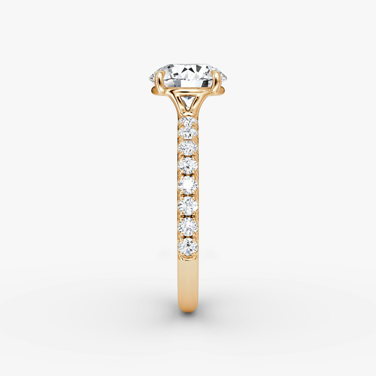 The Signature | Round Brilliant | 14k | 14k Rose Gold | Band: Pavé | Band width: Large | Carat weight: 2 | Setting style: Plain | Diamond orientation: vertical