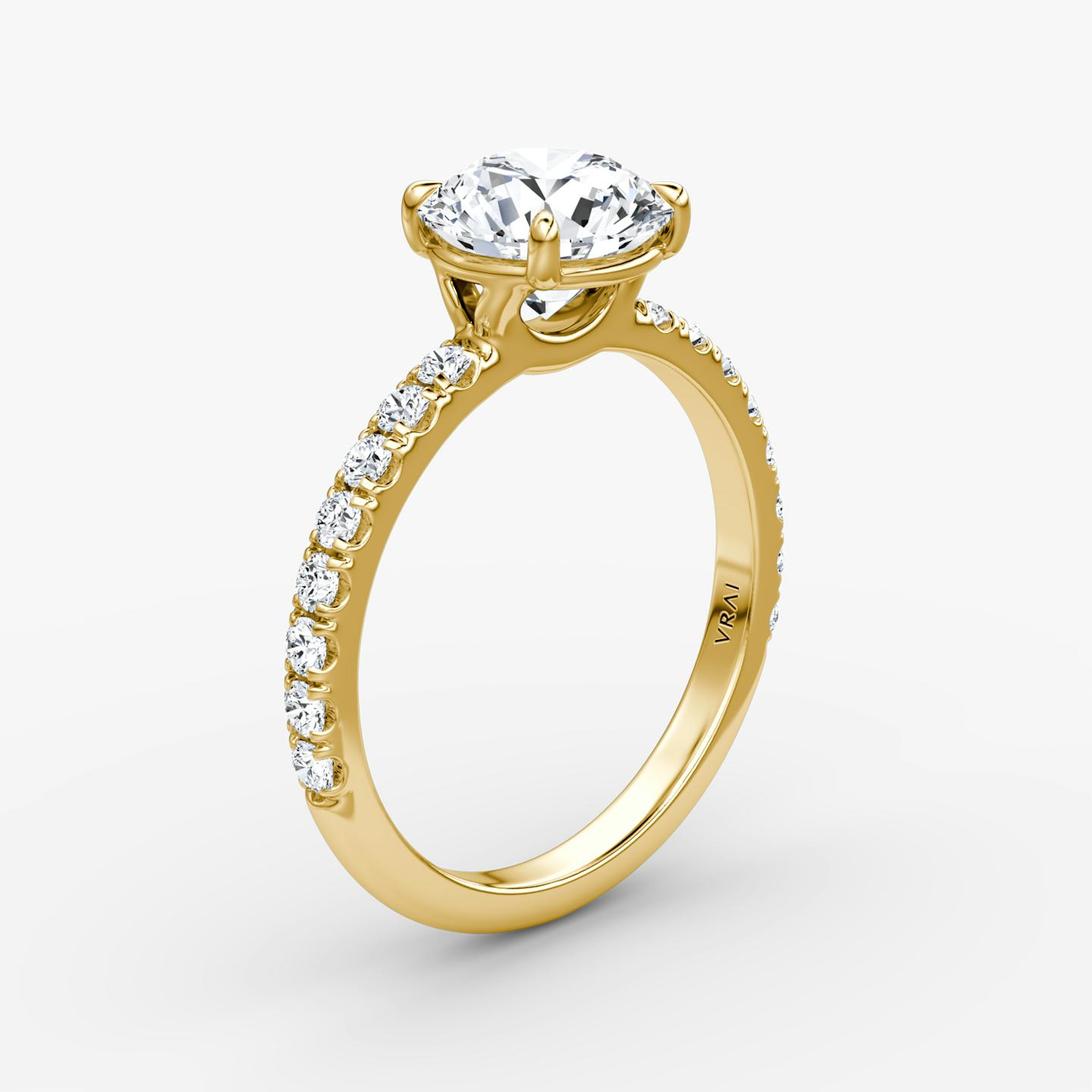 The Signature | Round Brilliant | 18k | 18k Yellow Gold | Band width: Large | Band: Pavé | Setting style: Plain | Carat weight: See full inventory | Diamond orientation: Horizontal