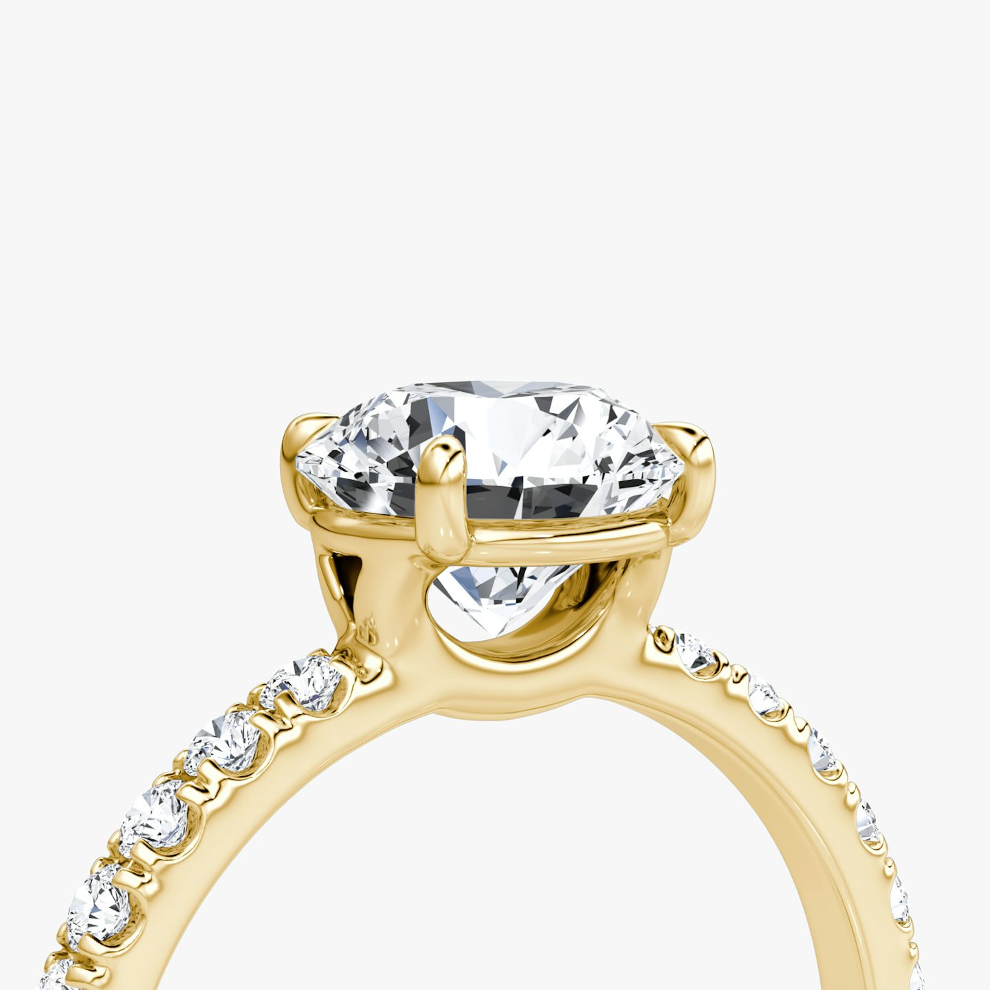 The Signature | Round Brilliant | 18k | 18k Yellow Gold | Band: Pavé | Band width: Large | Carat weight: 1 | Setting style: Plain | Diamond orientation: vertical