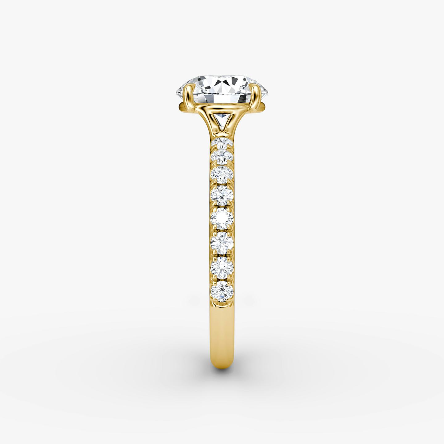 The Signature | Round Brilliant | 18k | 18k Yellow Gold | Band width: Large | Band: Pavé | Setting style: Plain | Carat weight: See full inventory | Diamond orientation: Horizontal