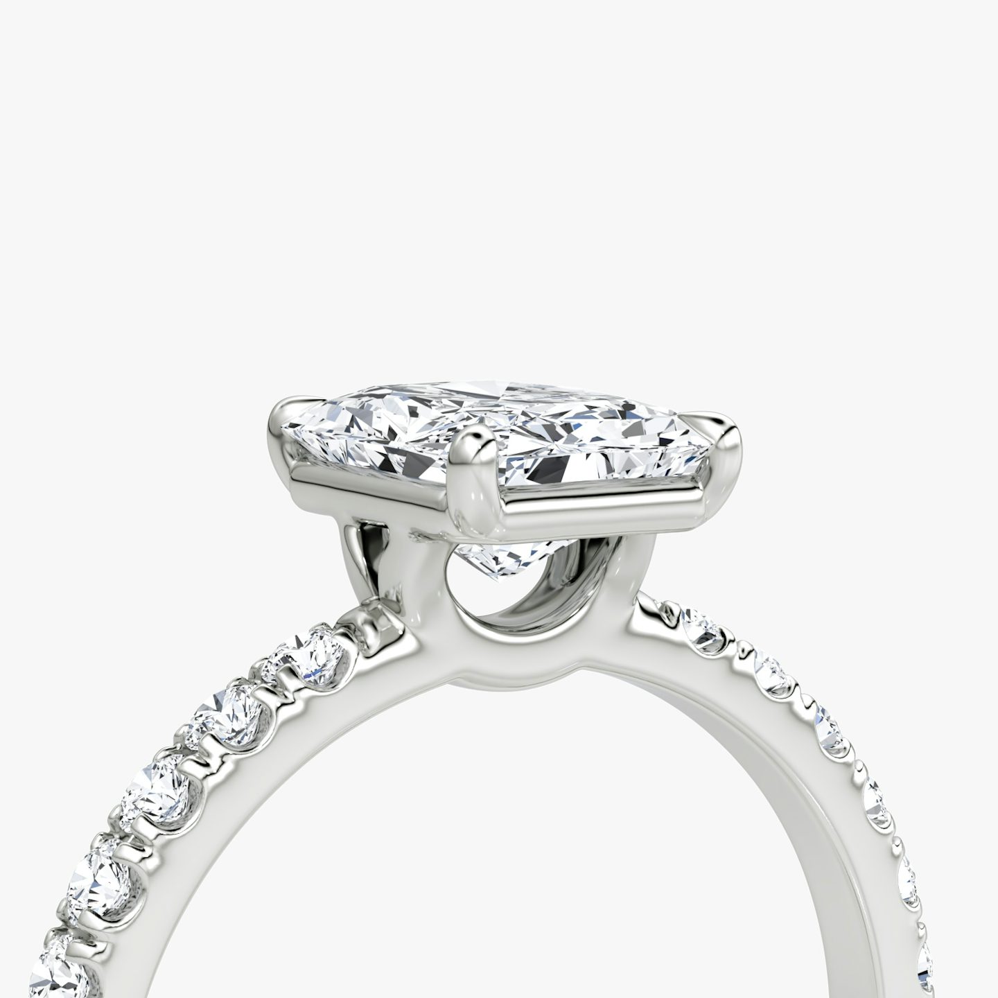 The Signature | Radiant | Platinum | Band: Pavé | Band width: Large | Setting style: Plain | Diamond orientation: vertical | Carat weight: See full inventory