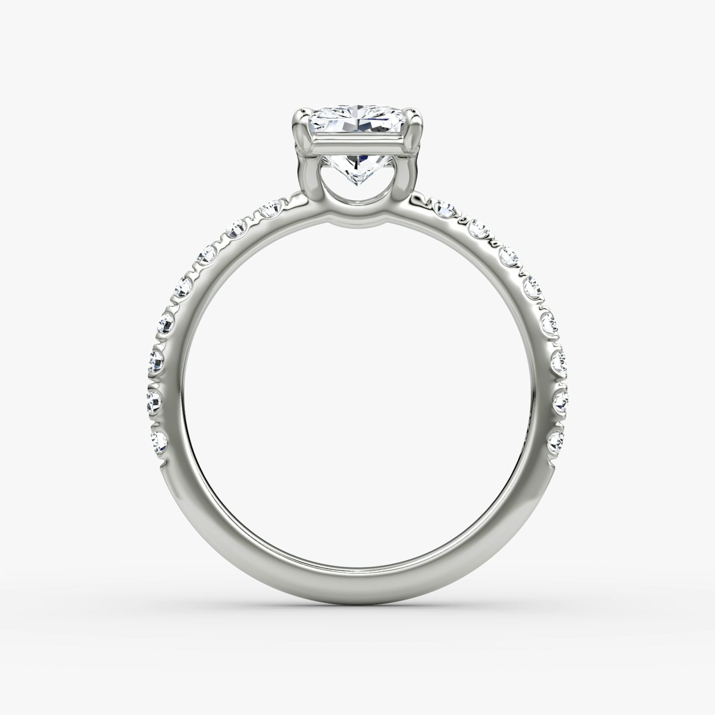 The Signature | Radiant | Platinum | Band width: Large | Band: Pavé | Setting style: Plain | Diamond orientation: vertical | Carat weight: See full inventory