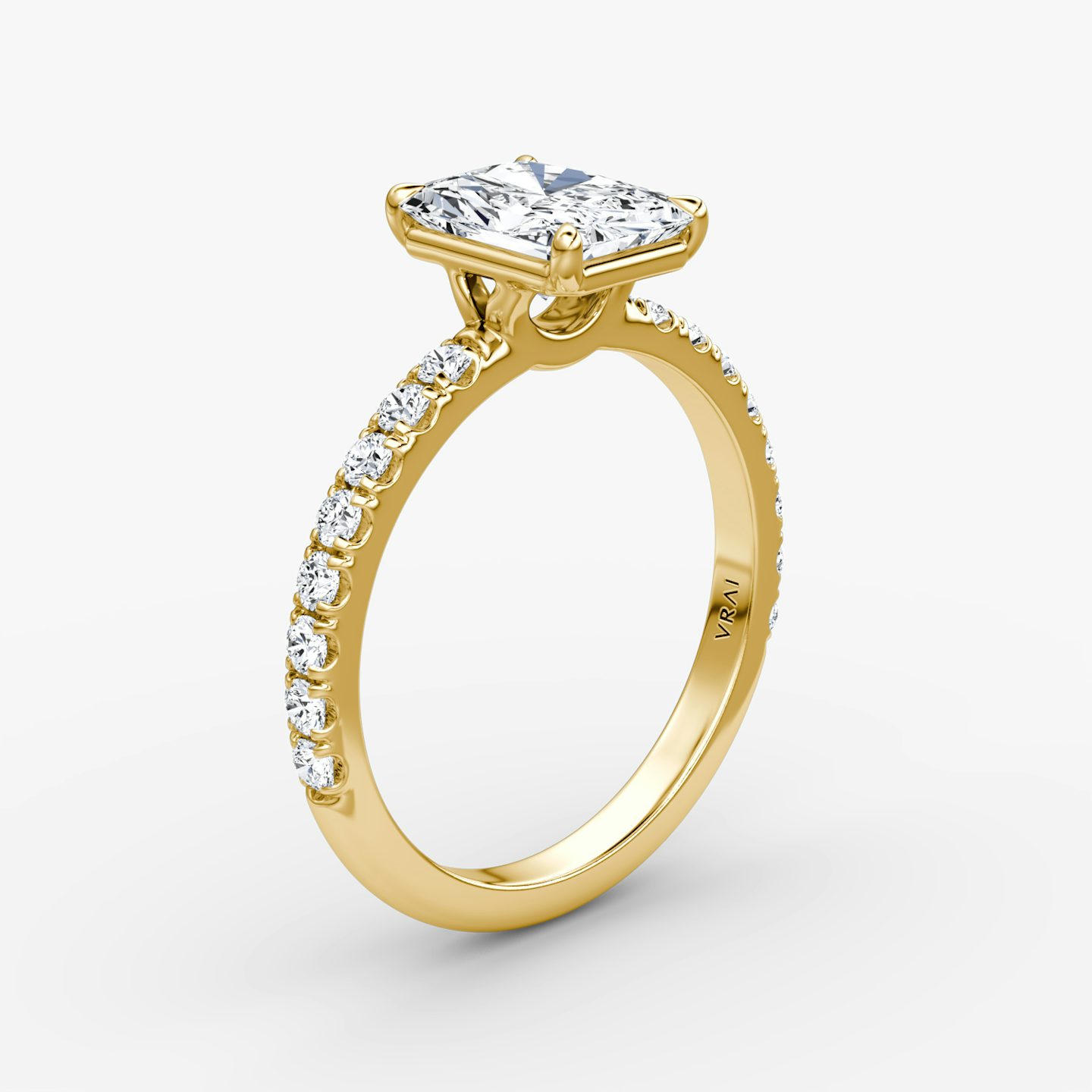 The Signature | Radiant | 18k | 18k Yellow Gold | Band width: Large | Band: Pavé | Setting style: Plain | Diamond orientation: vertical | Carat weight: See full inventory