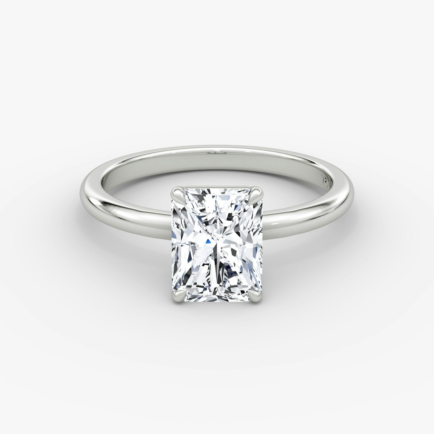 The Signature | Radiant | Platinum | Band: Plain | Band width: Large | Setting style: Plain | Diamond orientation: vertical | Carat weight: See full inventory