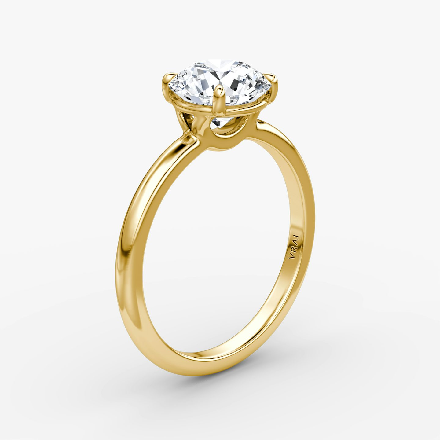 The Signature | Round Brilliant | 18k | 18k Yellow Gold | Band width: Large | Band: Plain | Setting style: Plain | Carat weight: See full inventory | Diamond orientation: vertical